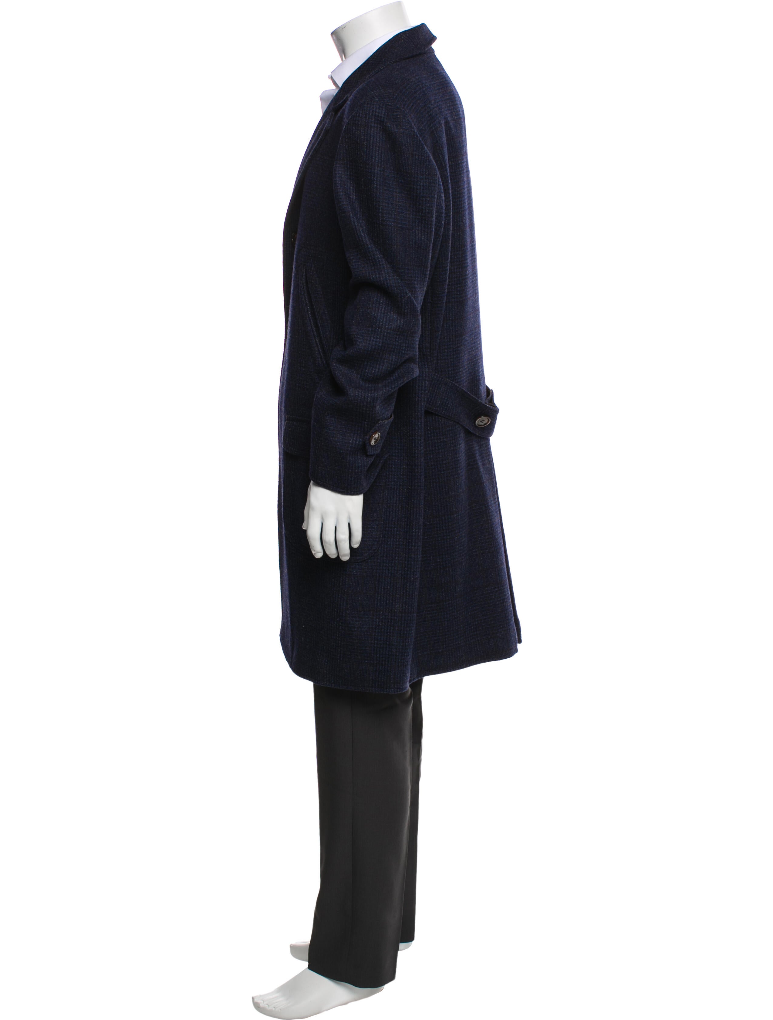 Brunello Cucinelli Virgin Wool Plaid Print Overcoat