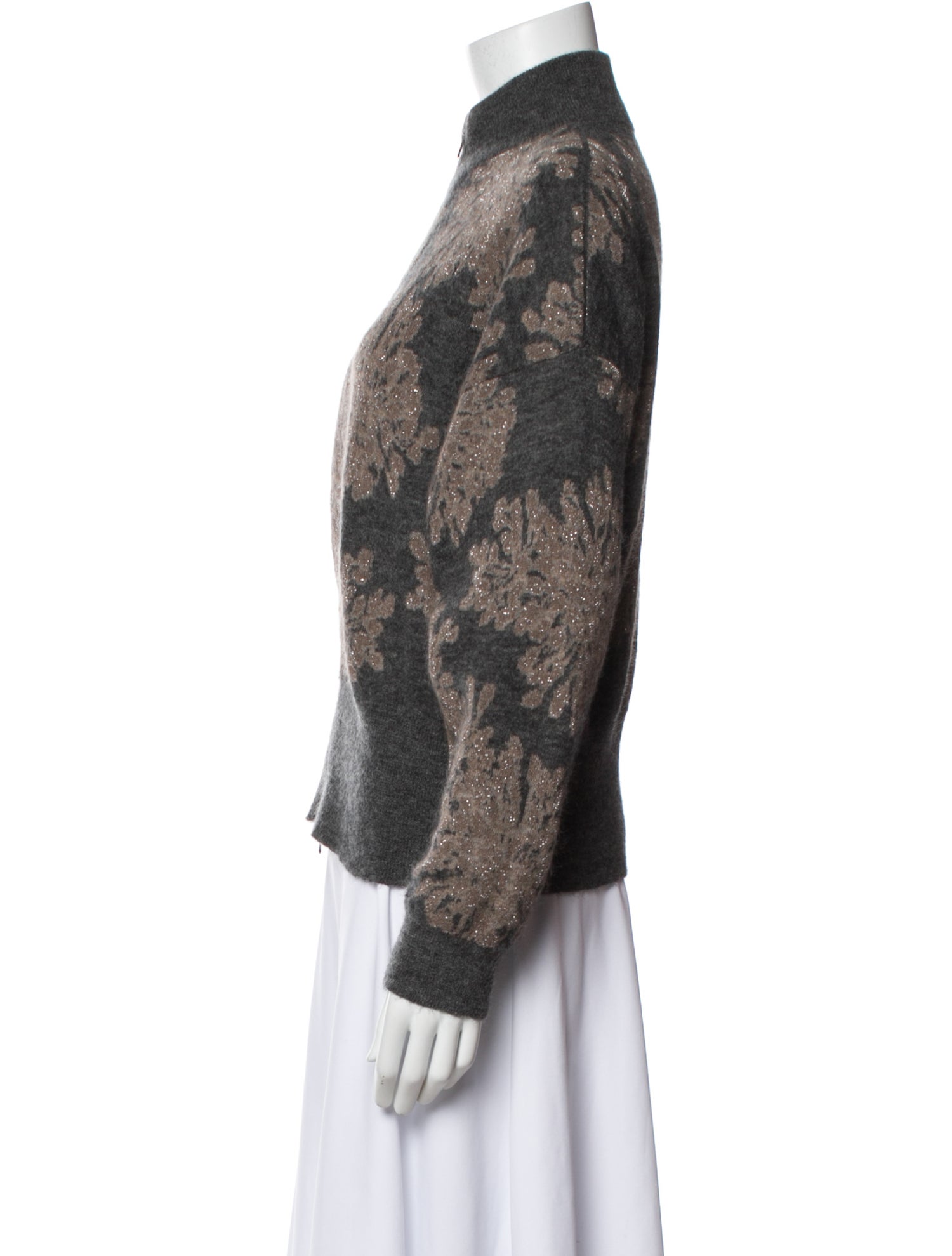Brunello Cucinelli Mohair Floral Print Bomber Jacket