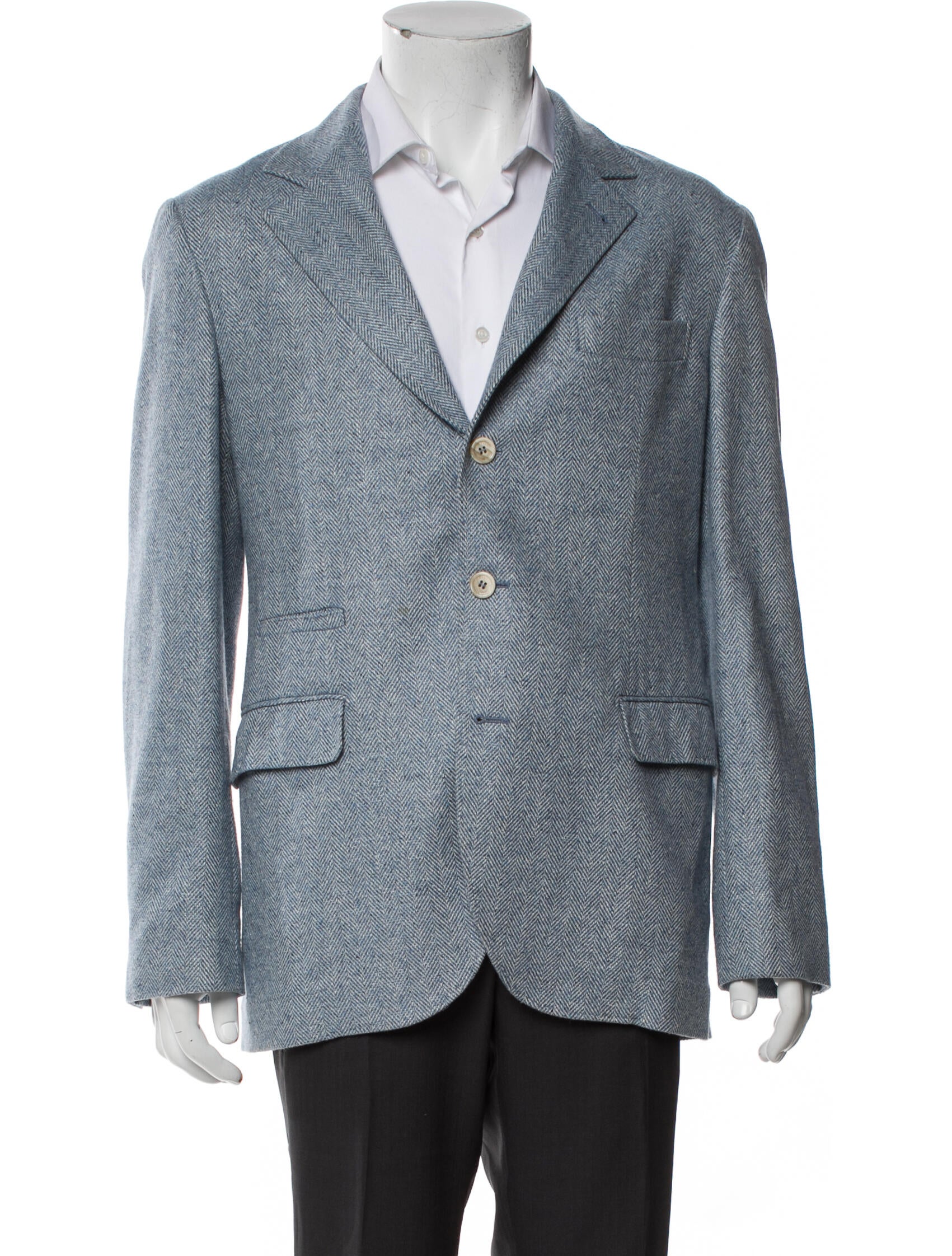 Brunello Cucinelli Wool Tweed Pattern Peacoat