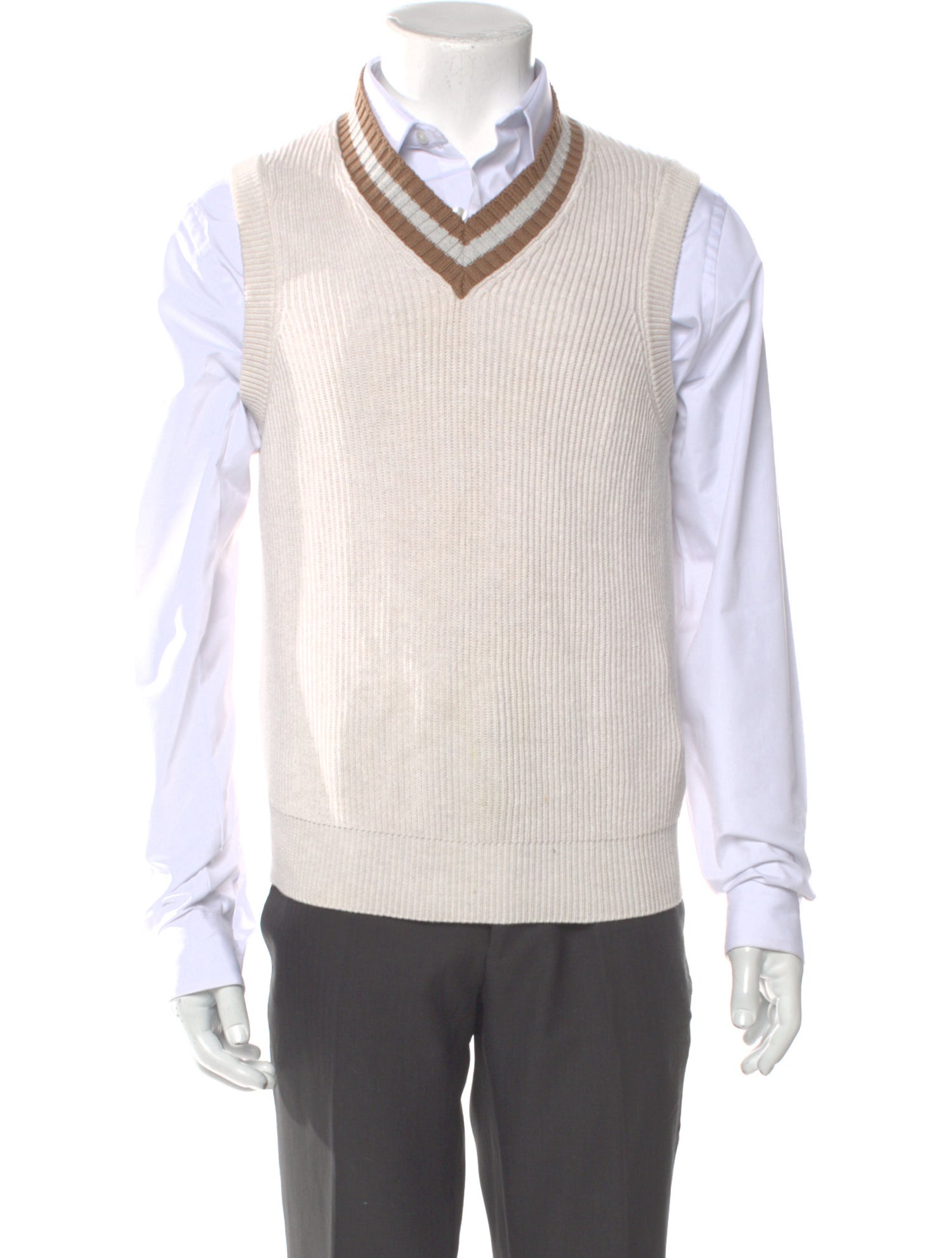 Brunello Cucinelli Striped V-Neck Sweater Vest