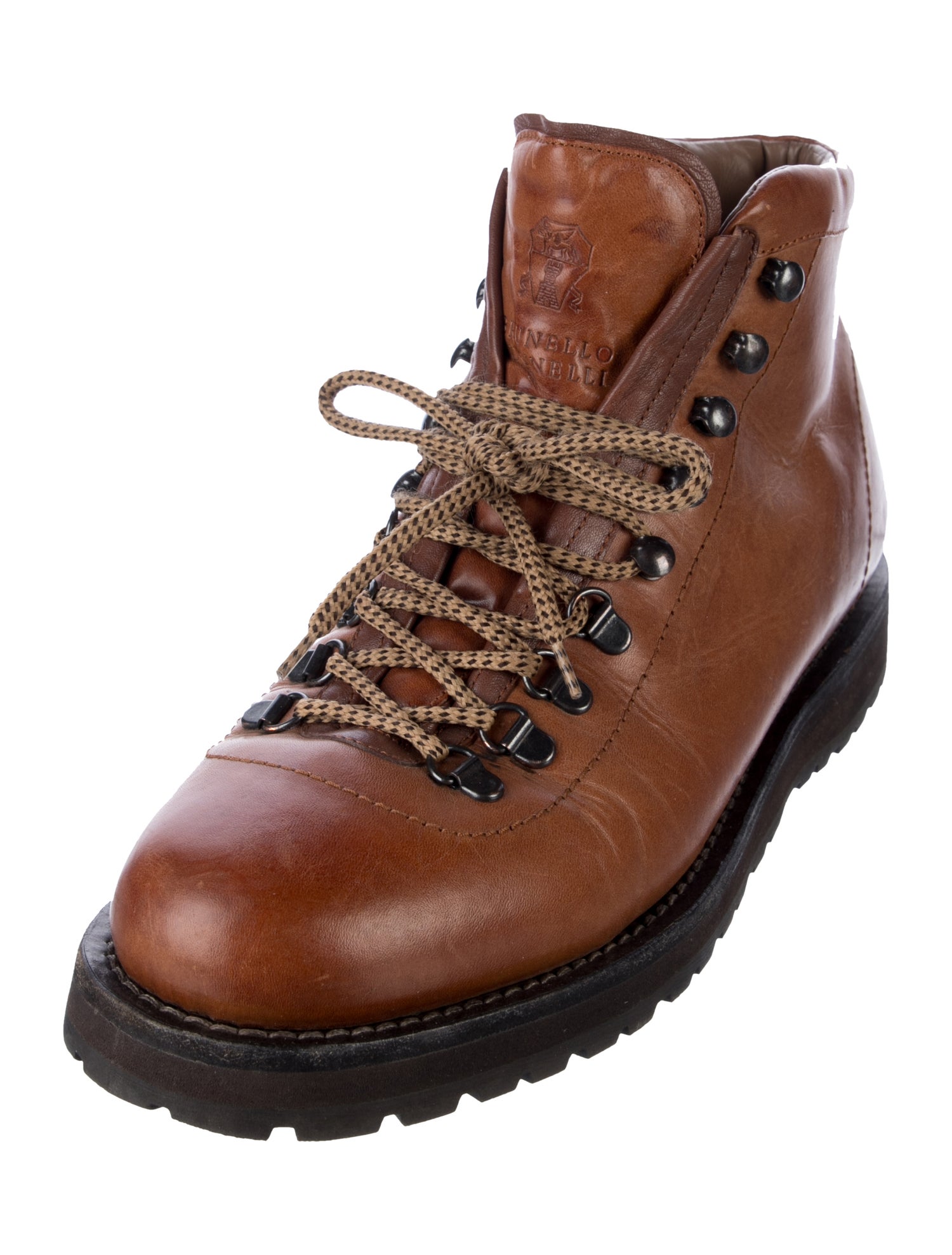 Brunello Cucinelli Leather Leather Trim Embellishment Hiking Boots