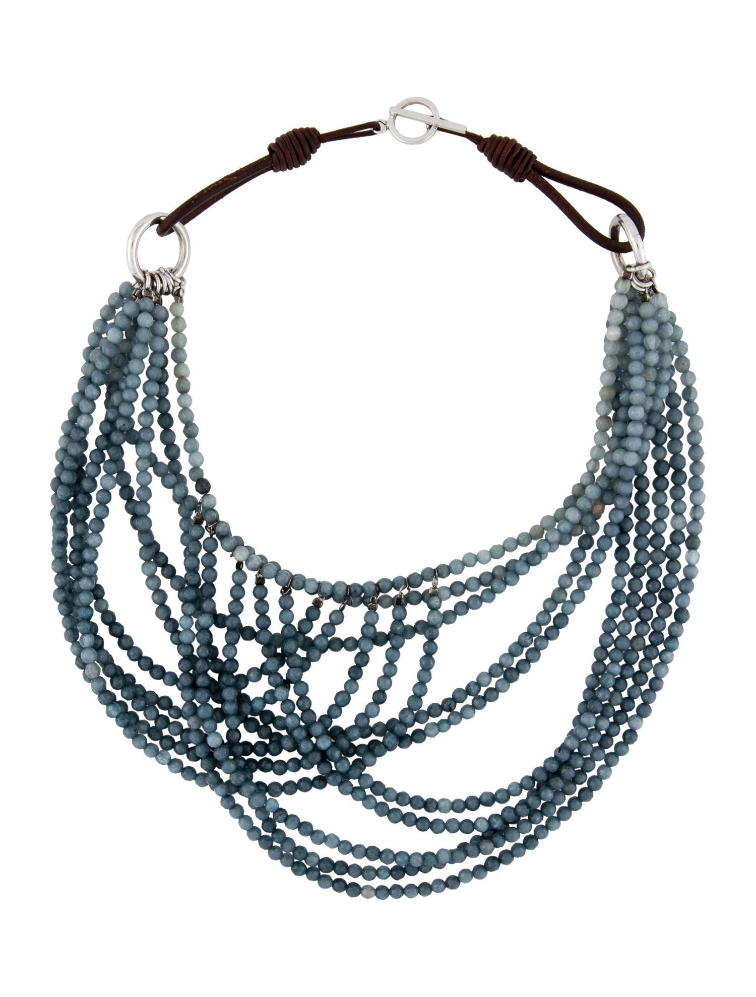 Brunello Cucinelli Leather & Stone Bead Multistrand Necklace