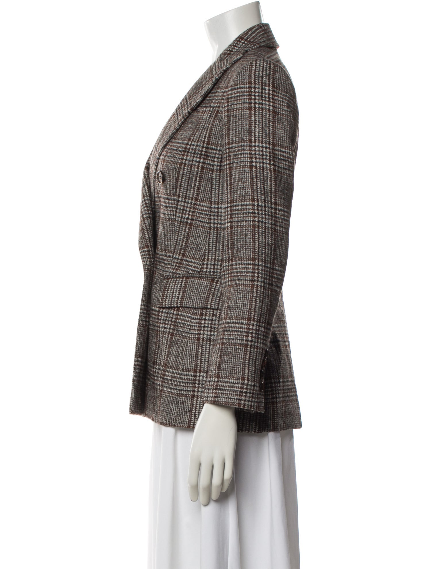 Brunello Cucinelli Wool Plaid Print Blazer