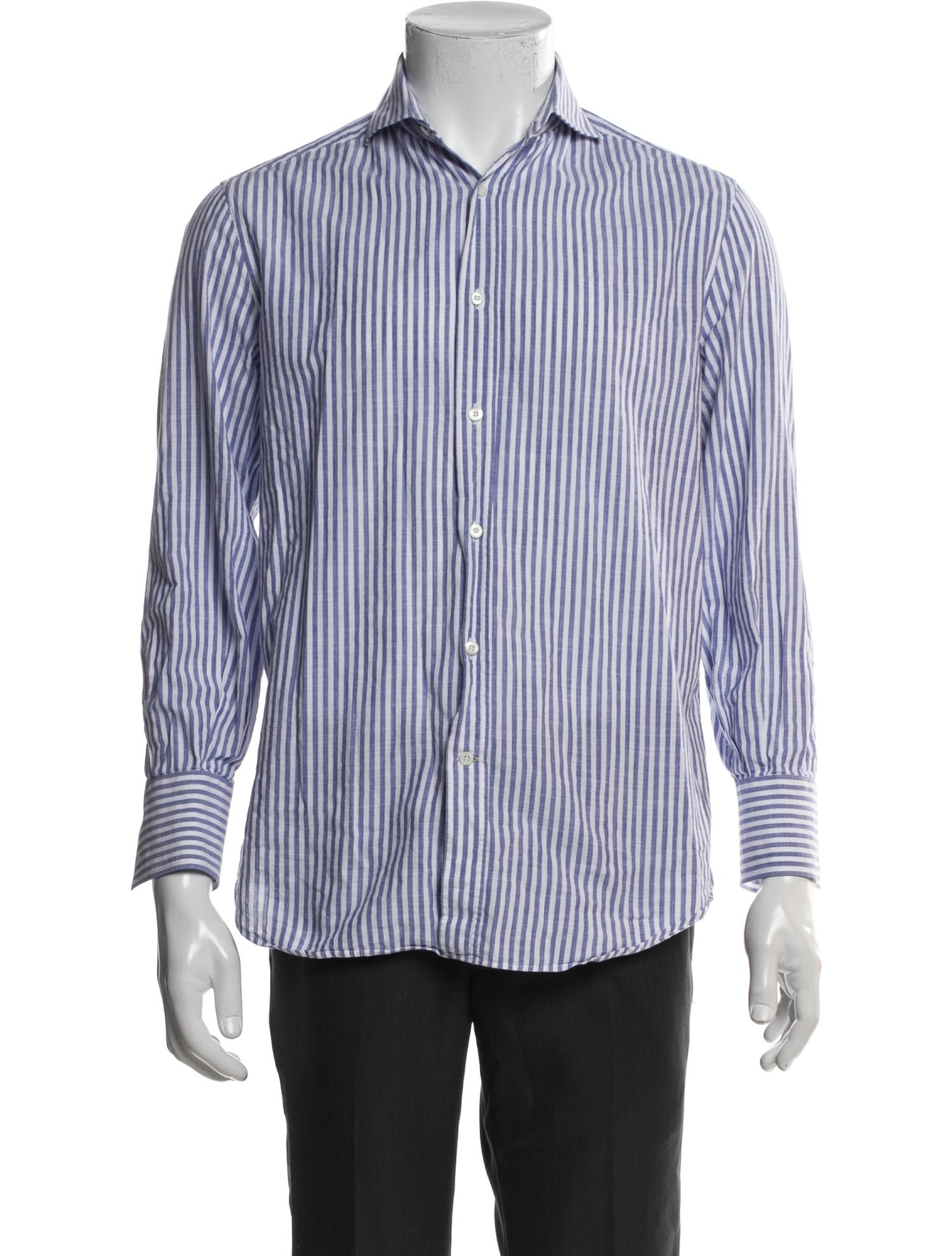 Brunello Cucinelli Striped Long Sleeve Dress Shirt