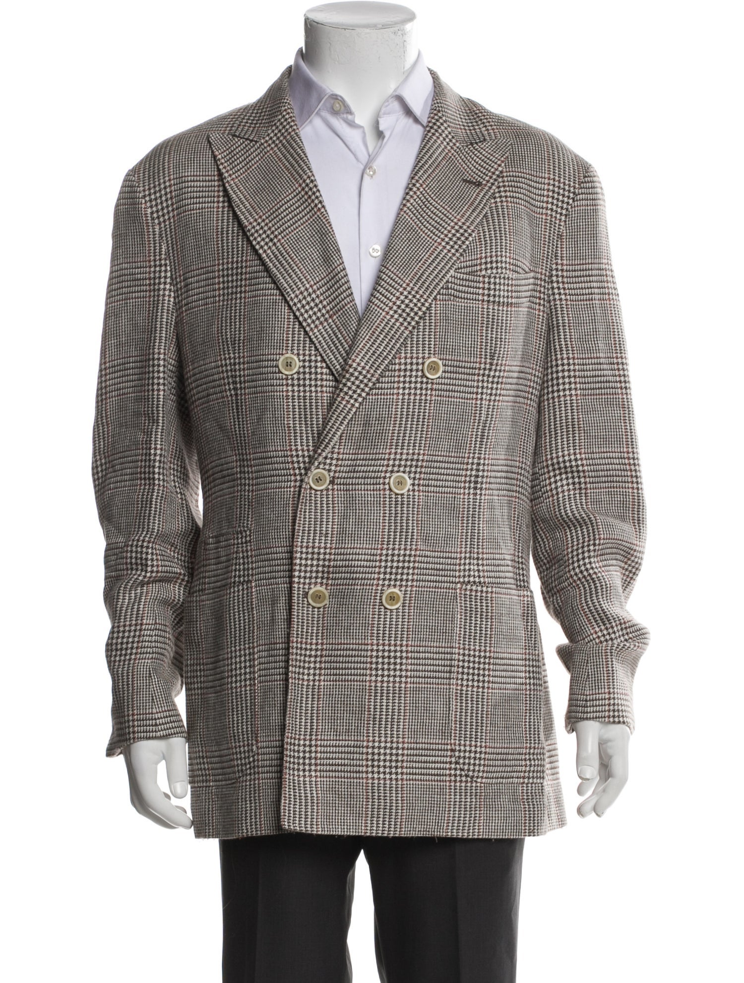 Brunello Cucinelli Linen Houndstooth Print Blazer