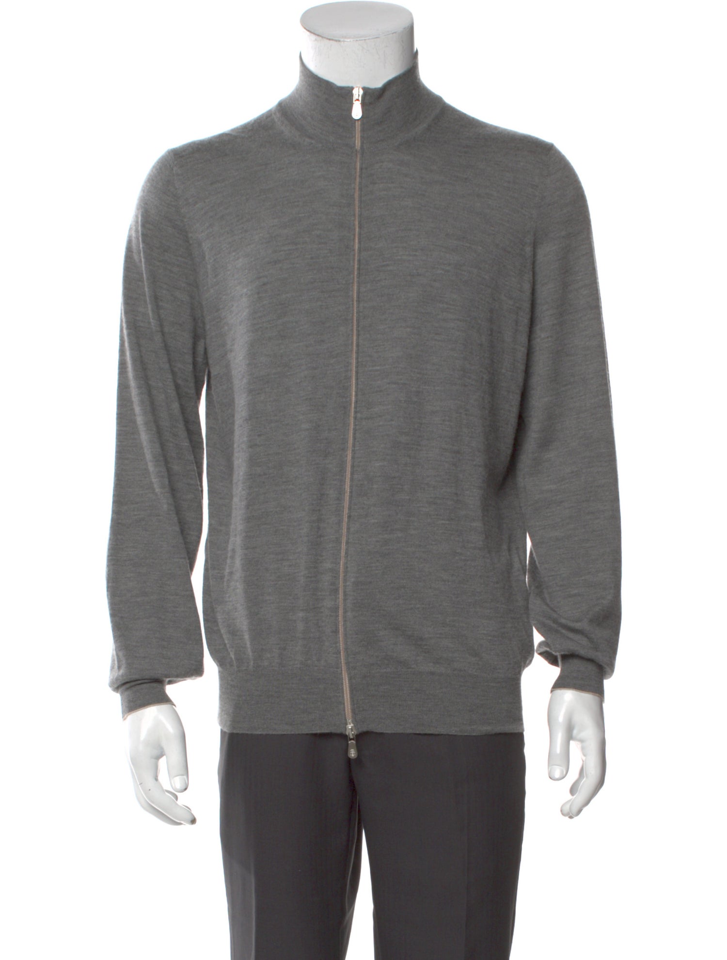 Brunello Cucinelli Virgin Wool Mock Neck Cardigan