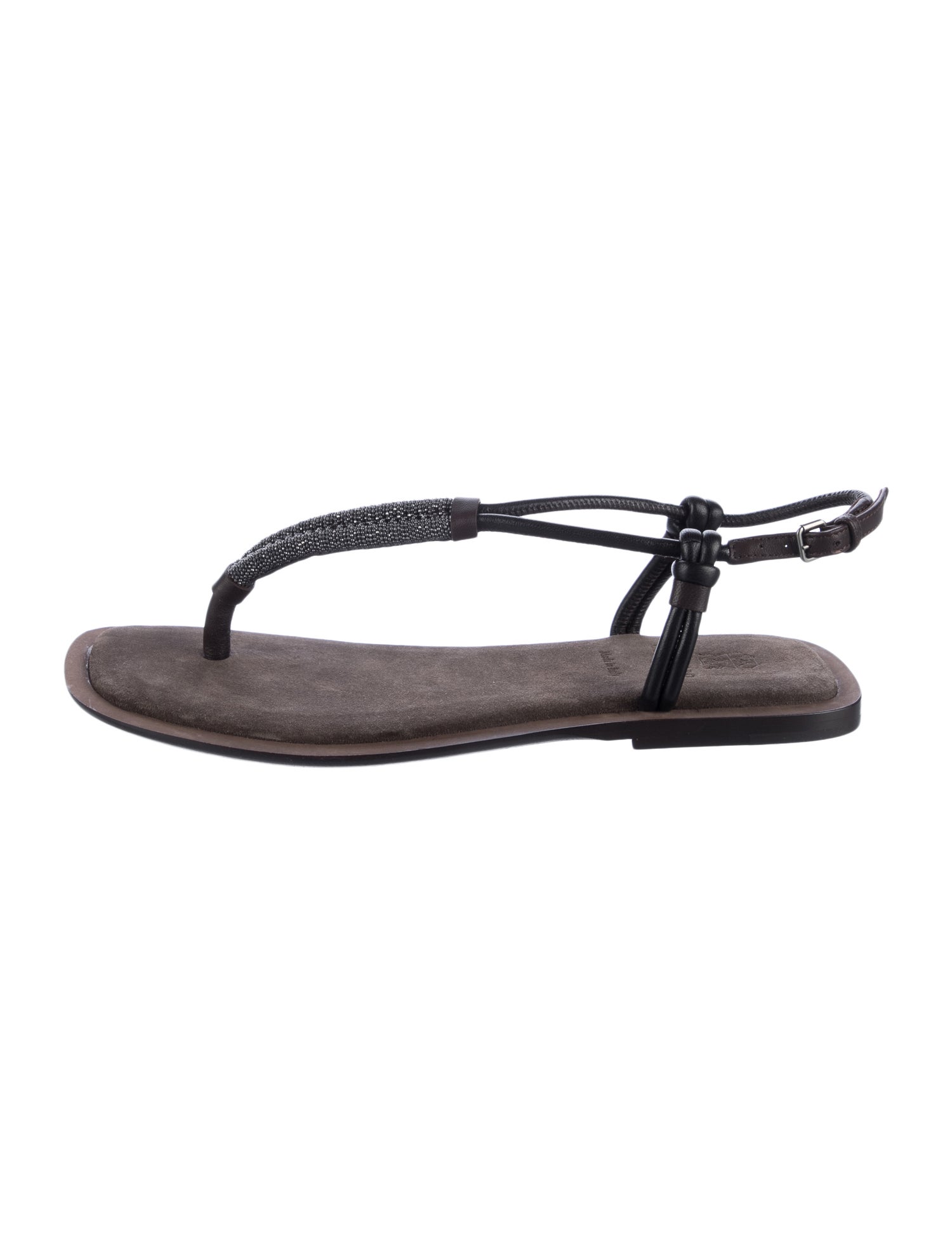 Brunello Cucinelli Suede T-Strap Sandals
