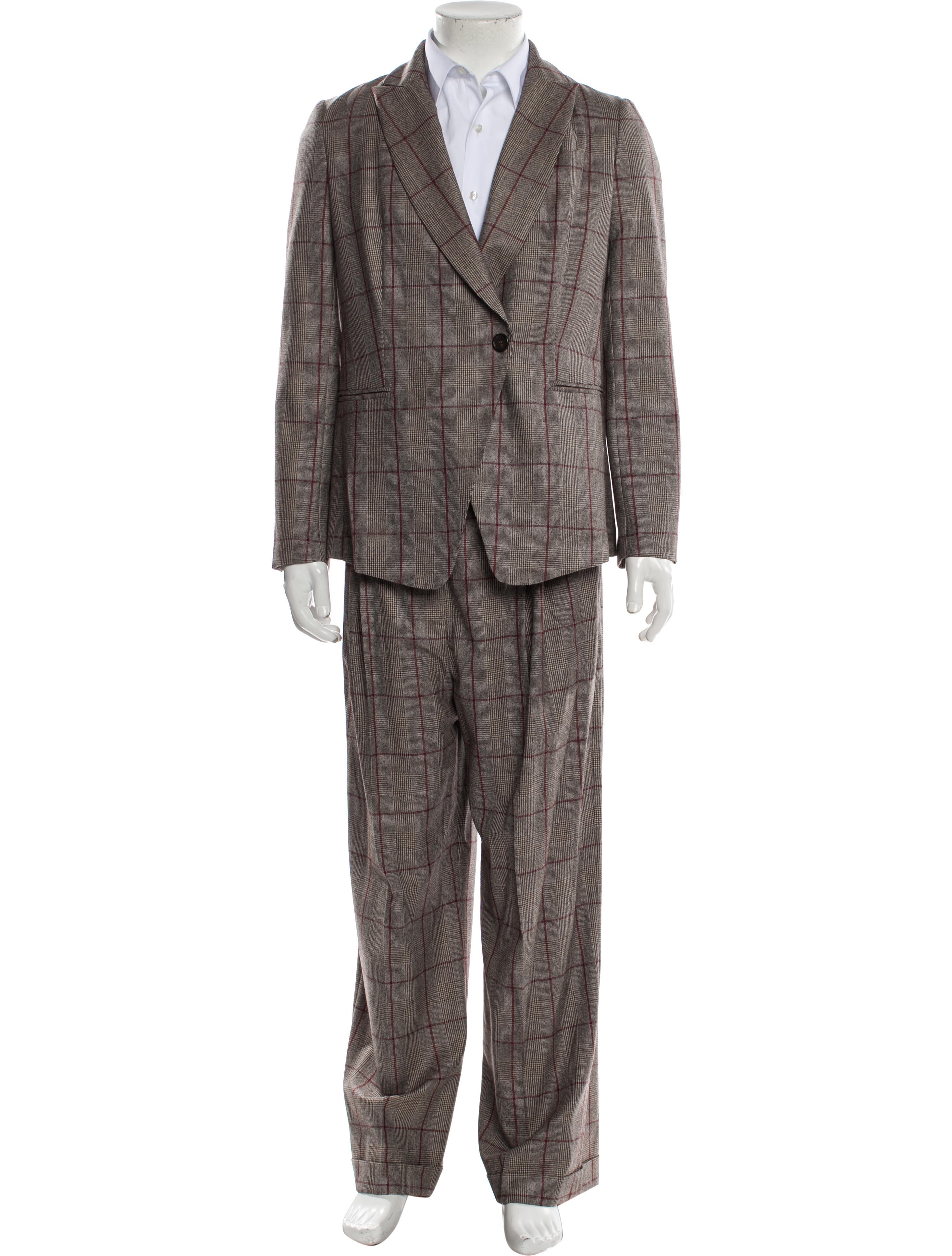Brunello Cucinelli Plaid Print Two-Piece Suit