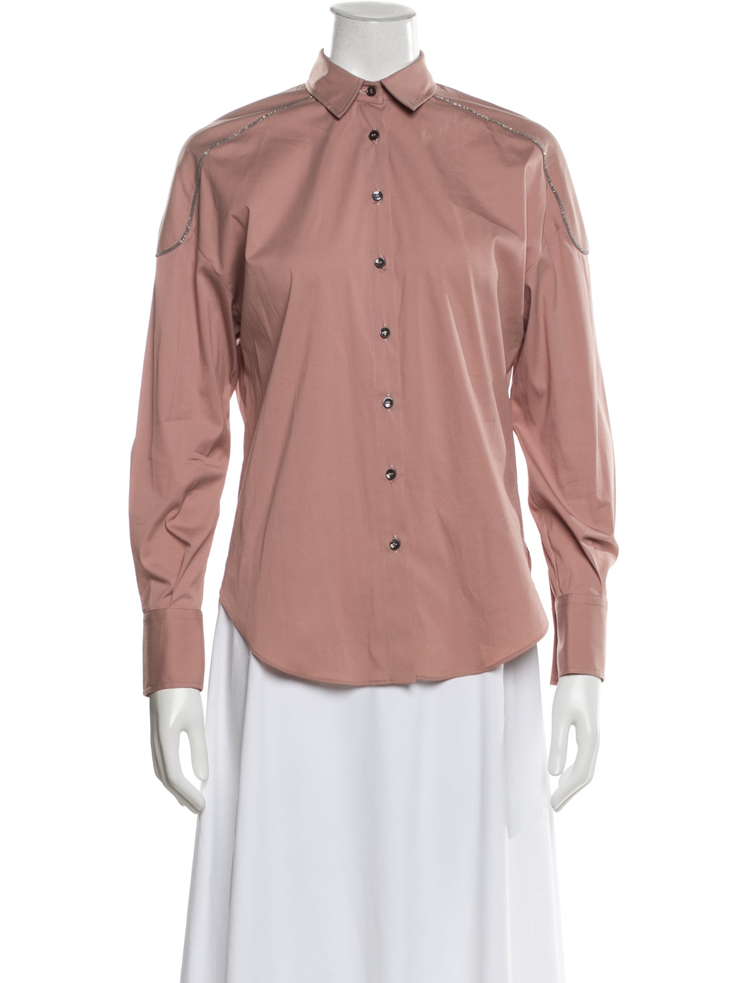 Brunello Cucinelli Long Sleeve Button-Up Top