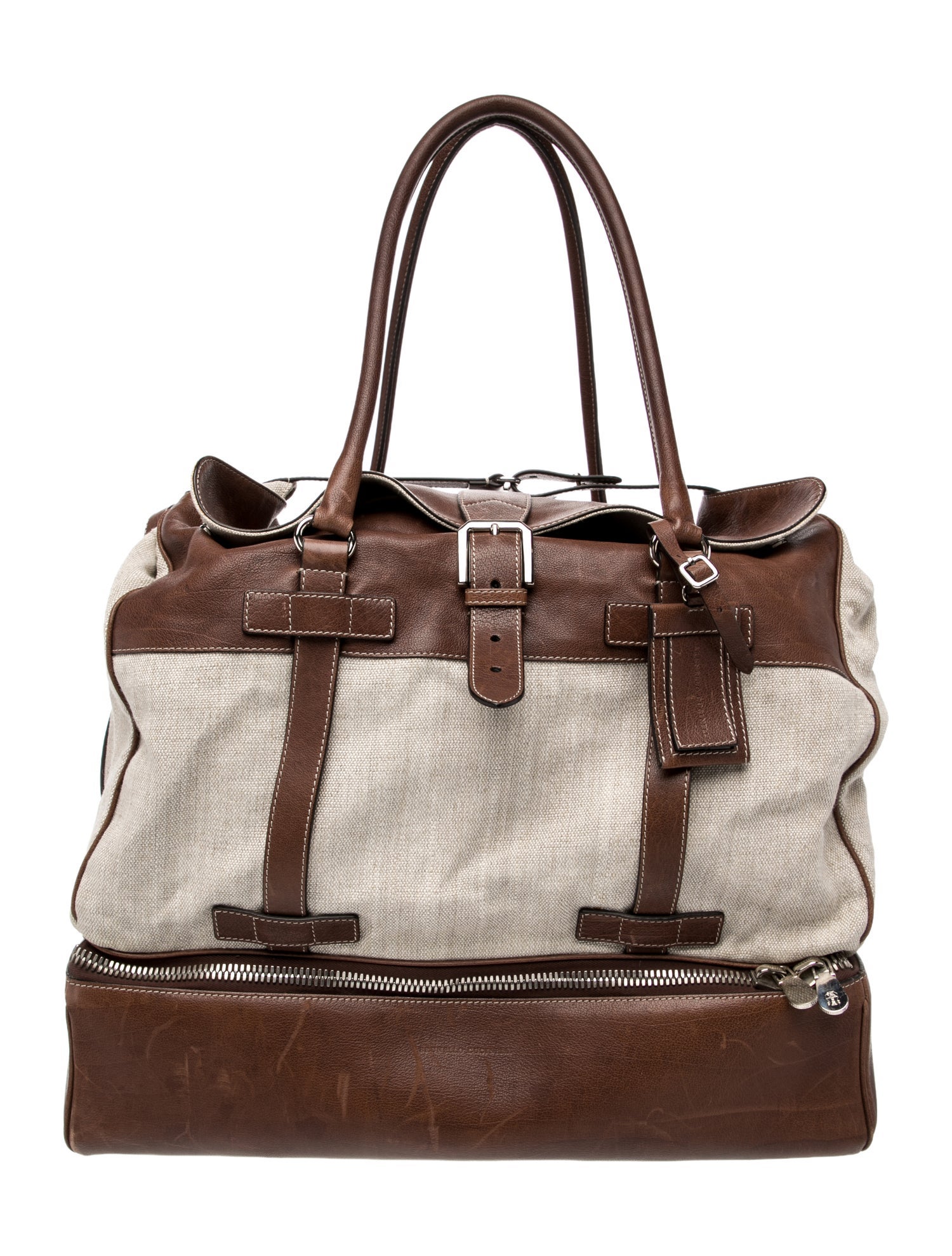 Brunello Cucinelli Canvas Leather Trim Carry-On