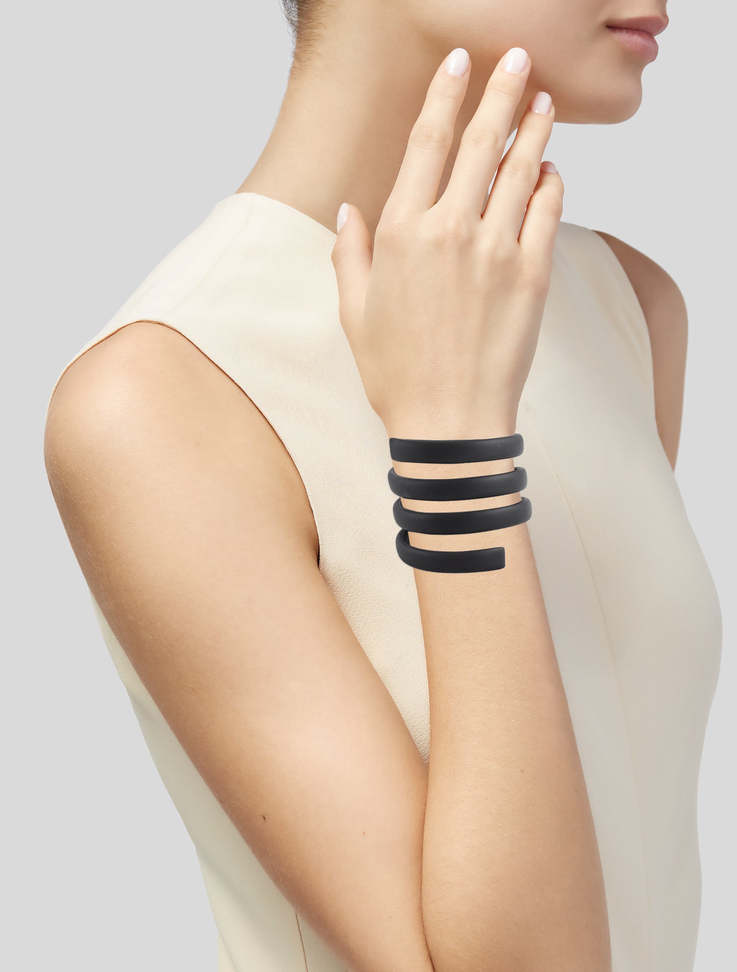 Brunello Cucinelli Leather Coil Bracelet Set
