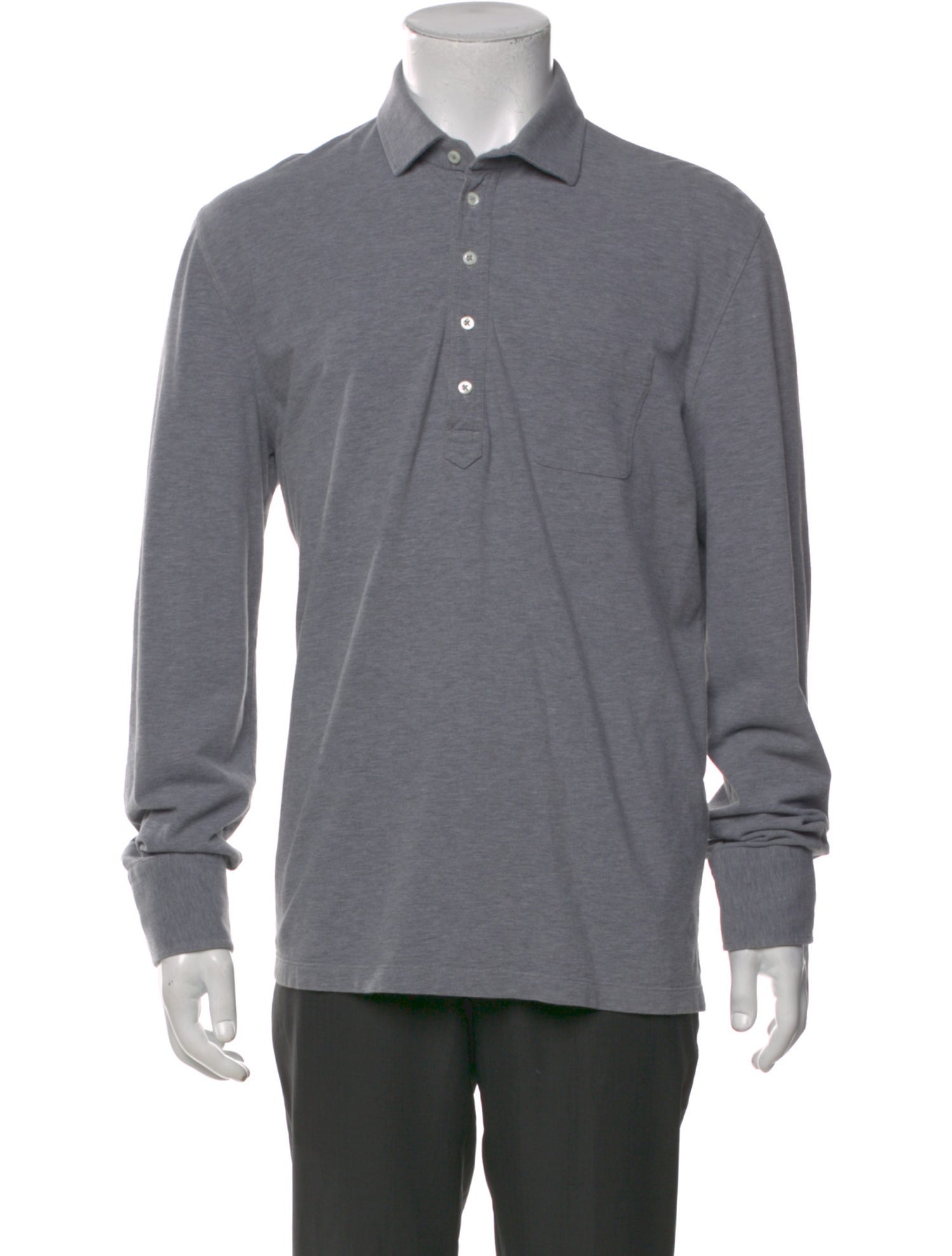 Brunello Cucinelli V-Neck Long Sleeve Polo Shirt