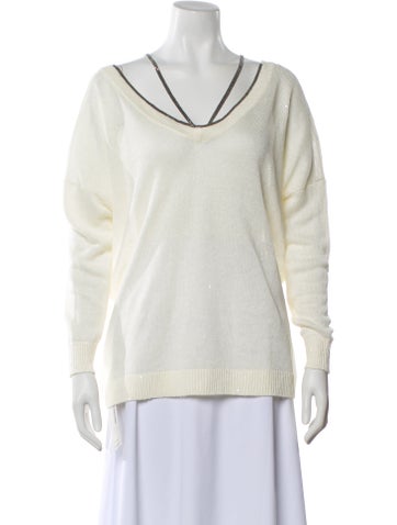 Pre-owned Brunello Cucinelli Linen Cowl Neck Sweater In Neutral