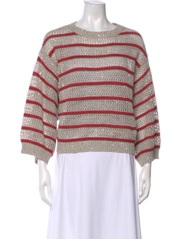 Pre-owned Brunello Cucinelli Linen Striped Sweater In Multi