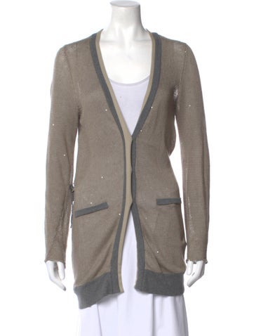 Pre-owned Brunello Cucinelli Linen V-neck Sweater In Neutral