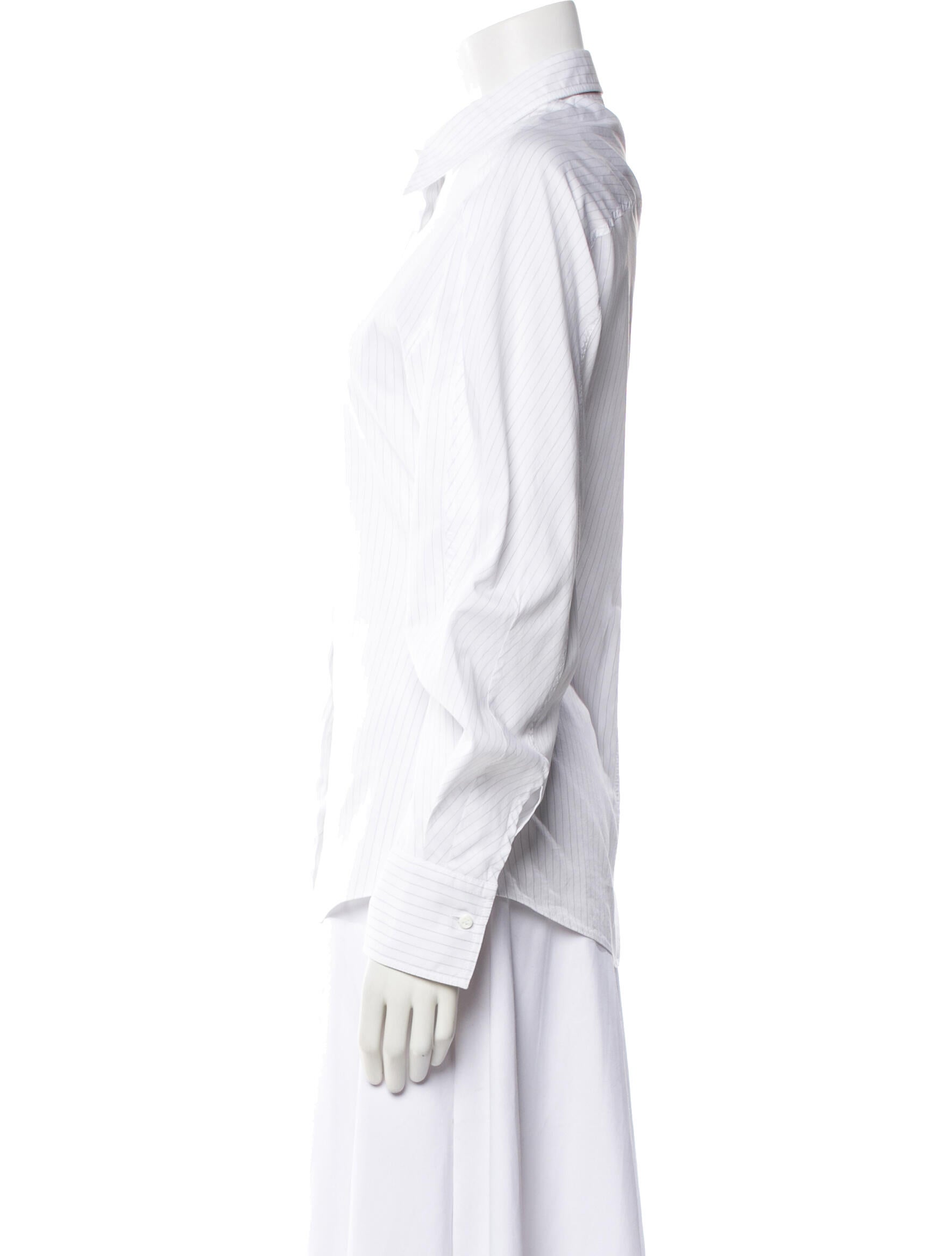 Brunello Cucinelli Striped Long Sleeve Button-Up Top w/ Tags