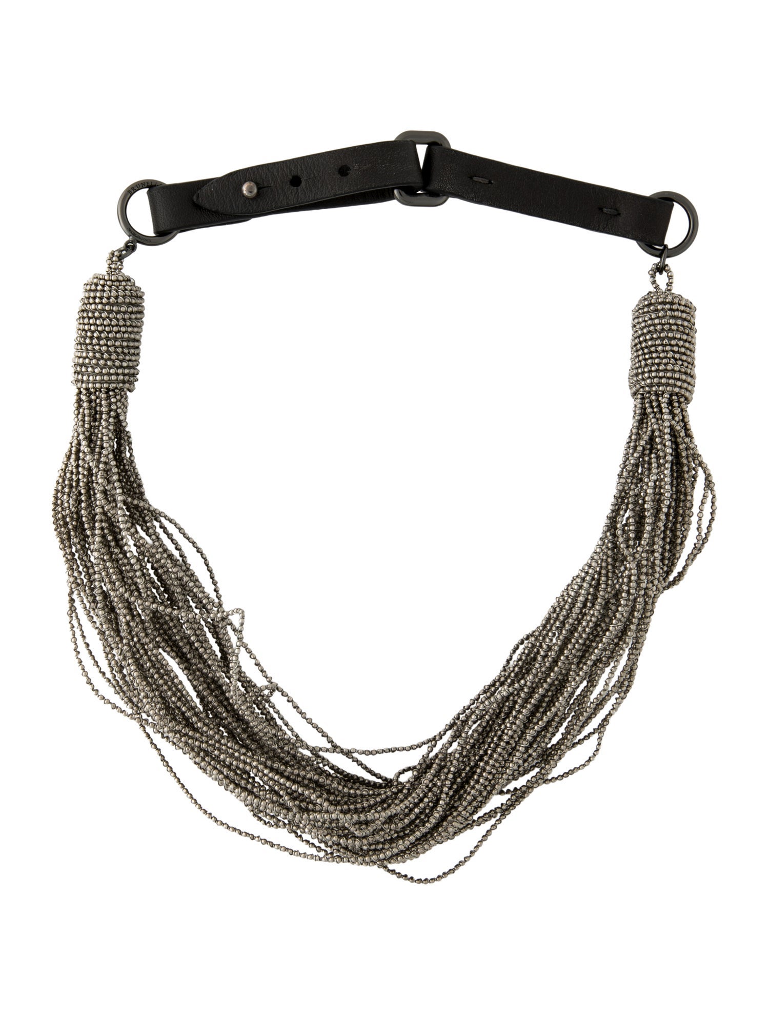 Brunello Cucinelli Leather Multistrand Collar Necklace