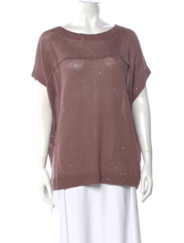 Pre-owned Brunello Cucinelli Linen Bateau Neckline Sweater W/ Tags In Purple