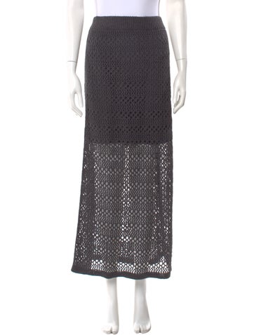Pre-owned Brunello Cucinelli Linen Midi Length Skirt In Gray