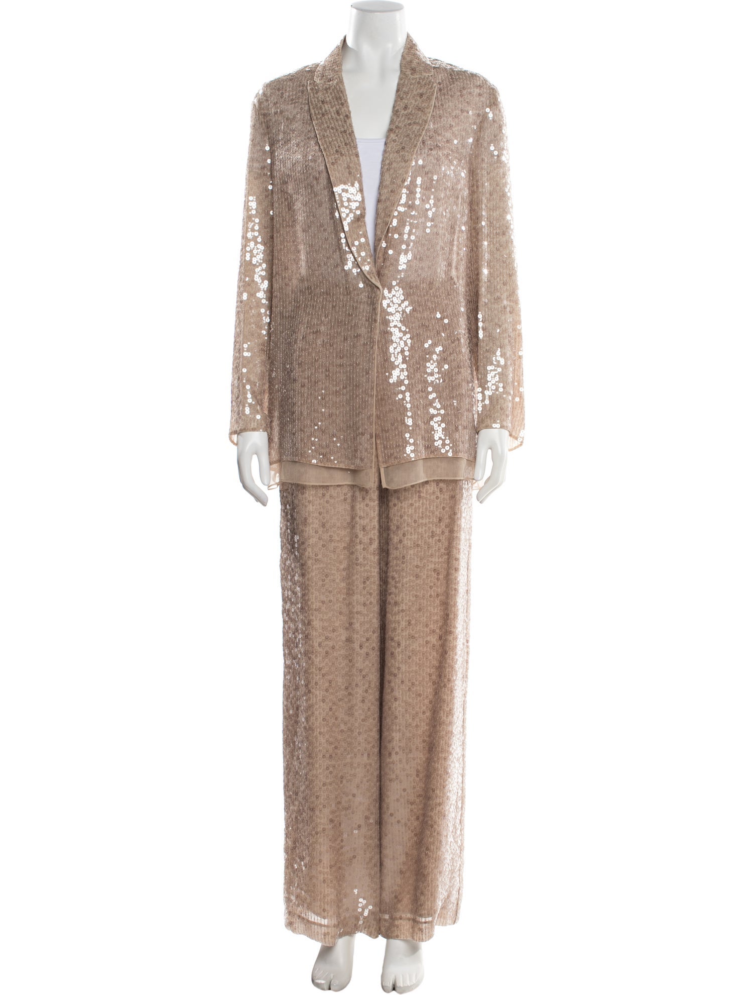 Brunello Cucinelli Silk Sequin Embellishments Pant Set