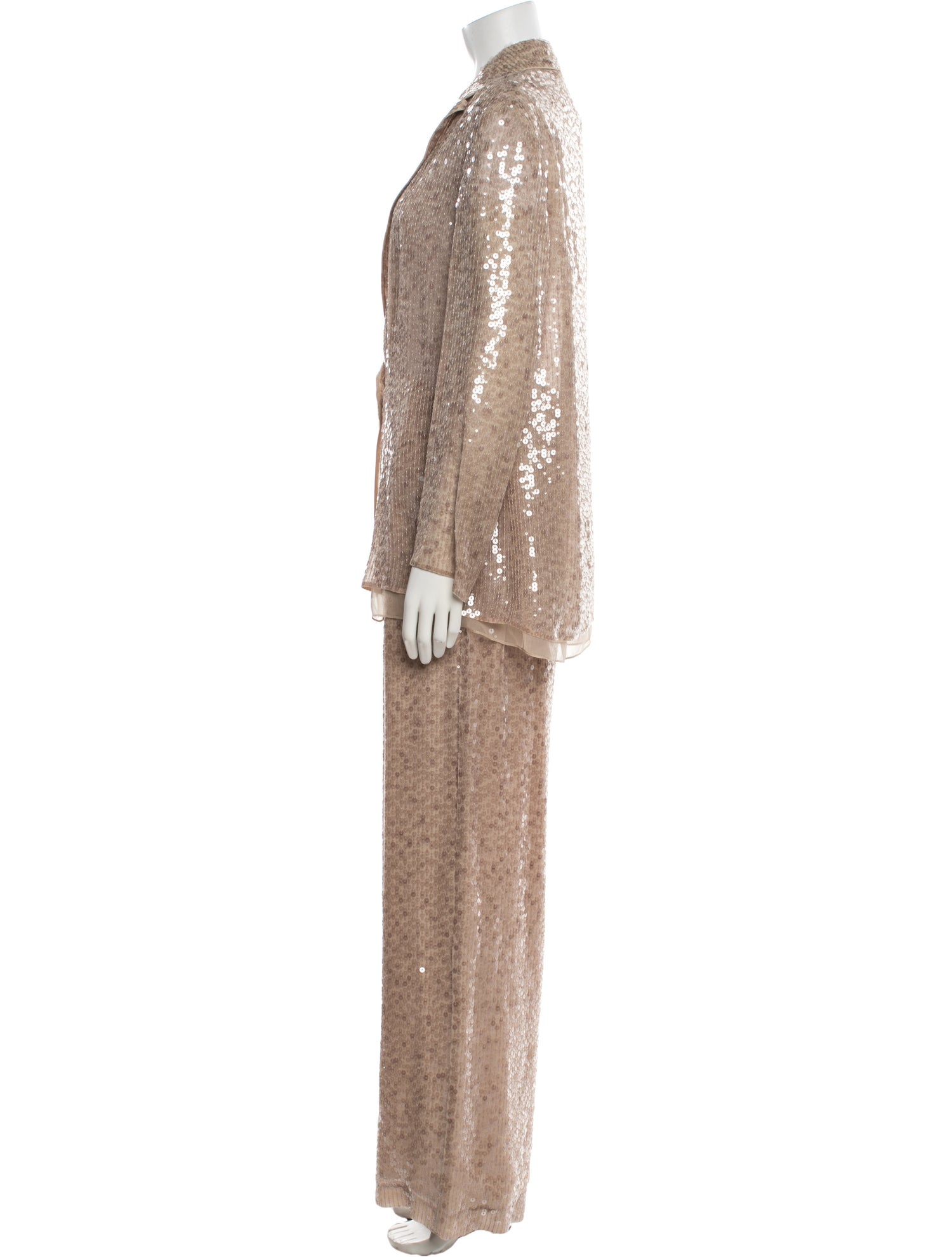 Brunello Cucinelli Silk Sequin Embellishments Pant Set