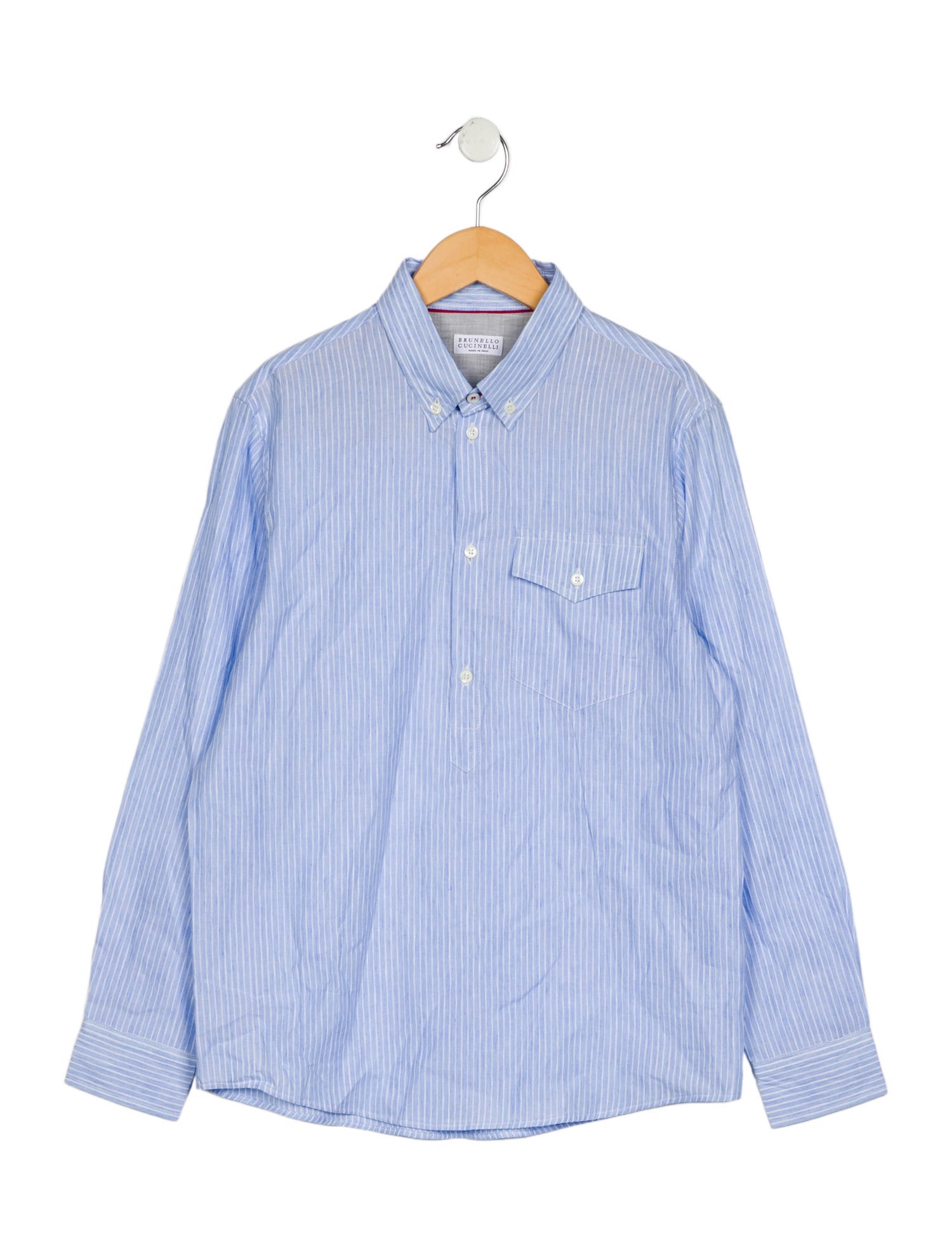 Brunello Cucinelli Boys Pattern Printed Collared Shirt