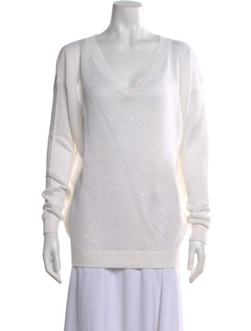 Pre-owned Brunello Cucinelli Linen V-neck Sweater W/ Tags