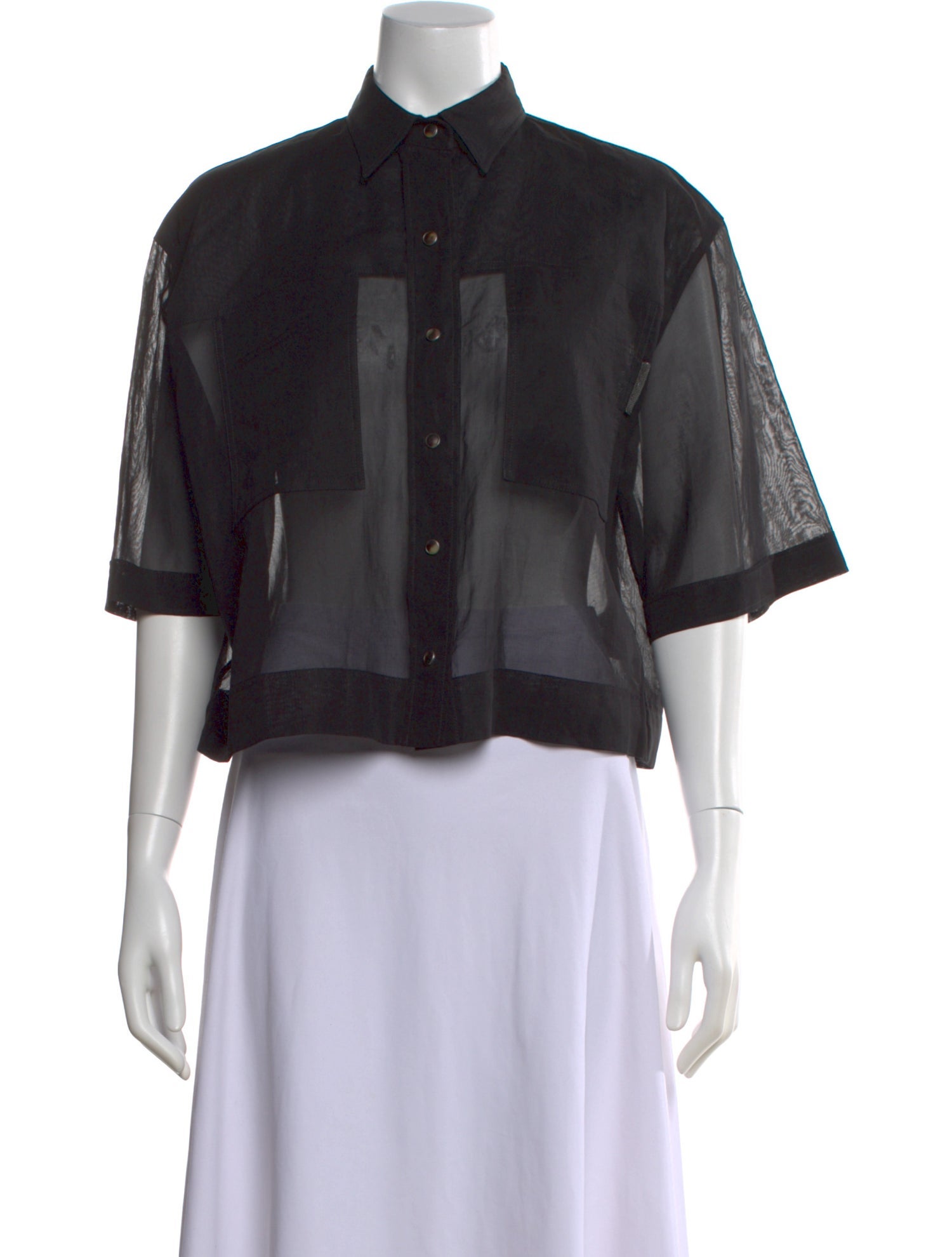 Brunello Cucinelli Short Sleeve Button-Up Top
