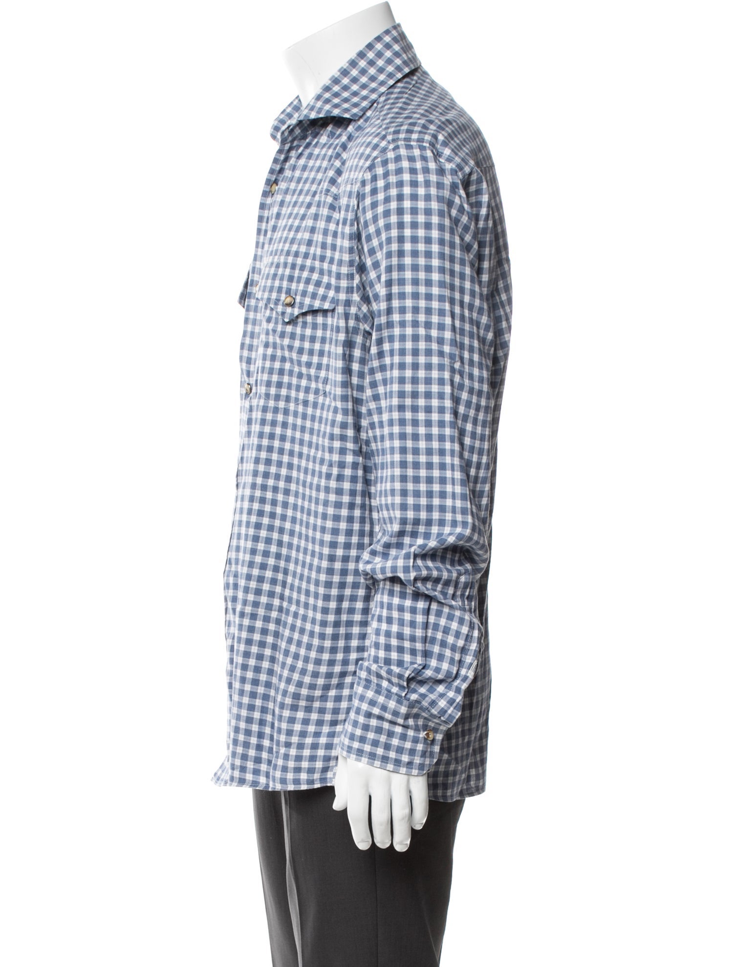 Brunello Cucinelli Plaid Print Long Sleeve Shirt
