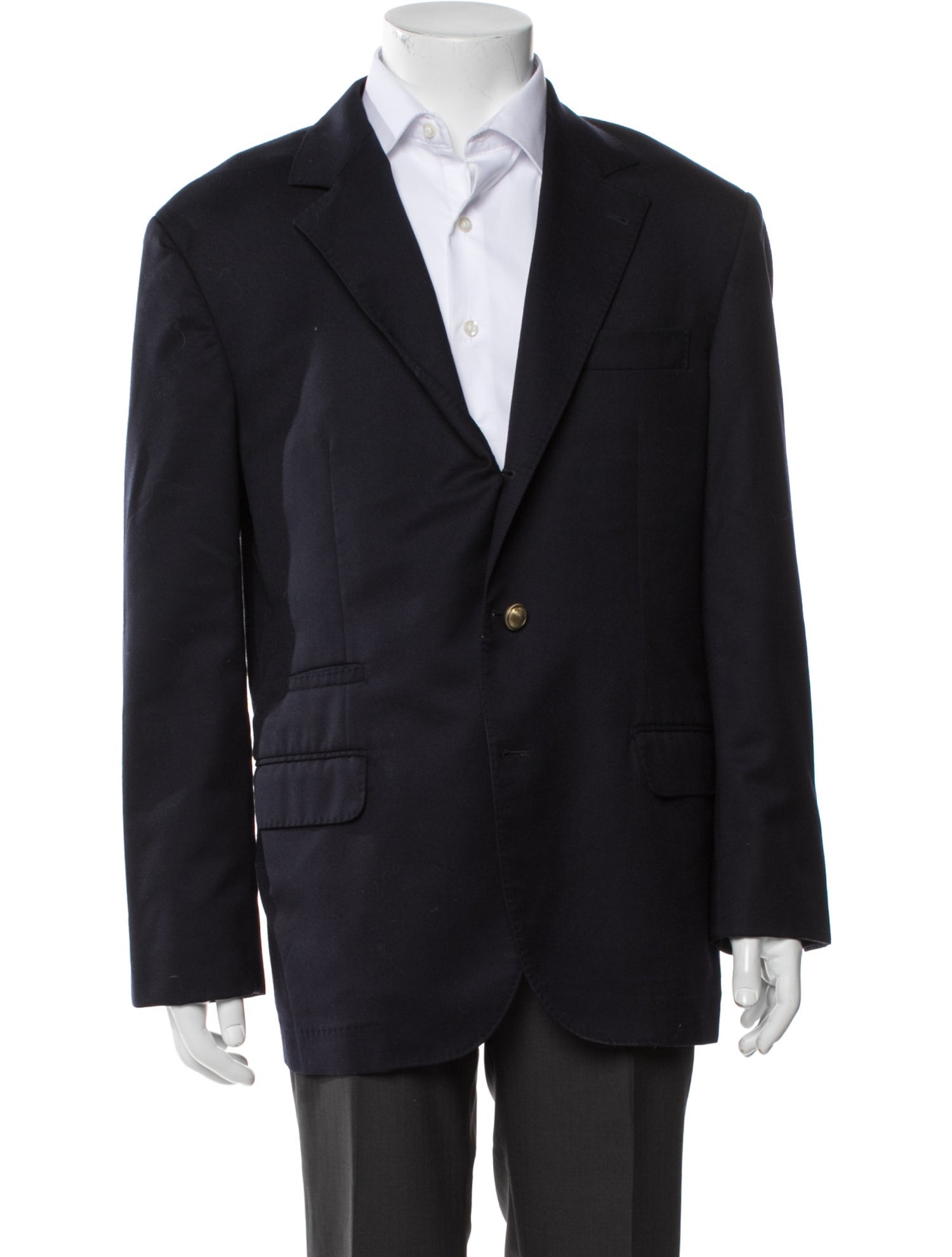 Brunello Cucinelli Virgin Wool Leather Trim Embellishment Blazer