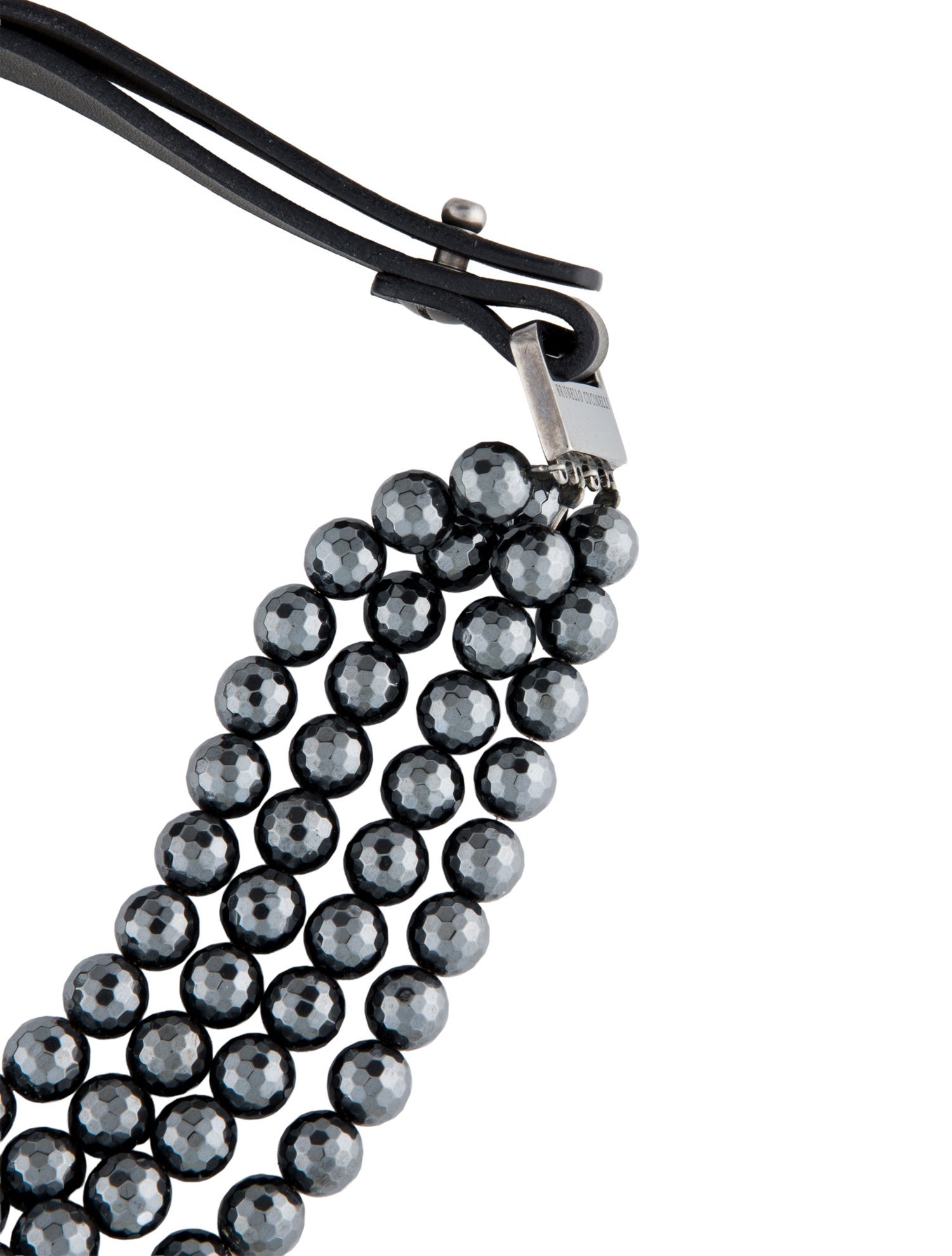 Brunello Cucinelli Leather Hematine Choker Necklace