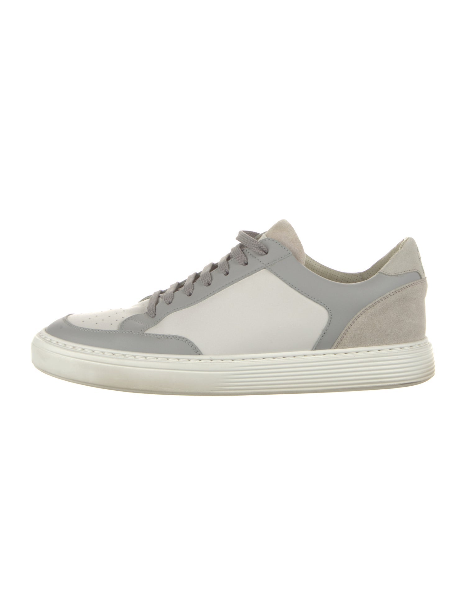 Brunello Cucinelli Leather Colorblock Pattern Sneakers