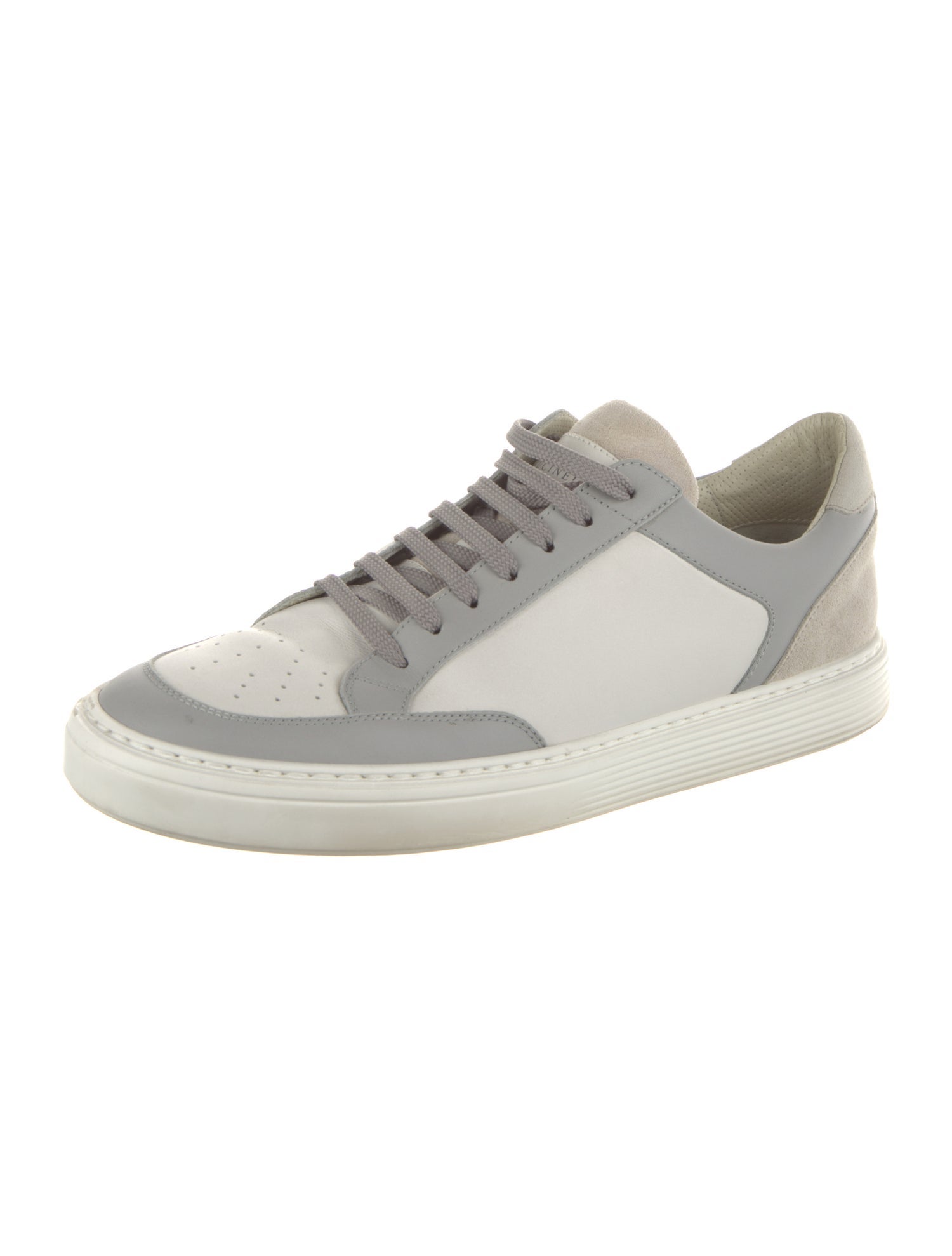 Brunello Cucinelli Leather Colorblock Pattern Sneakers