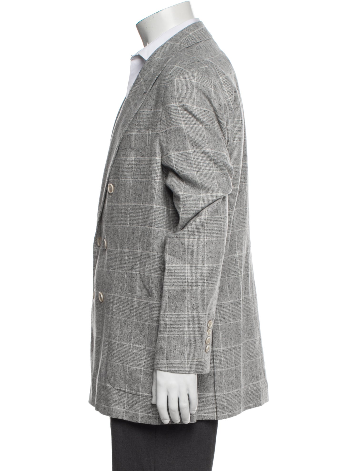 Brunello Cucinelli Silk Plaid Print Peacoat w/ Tags