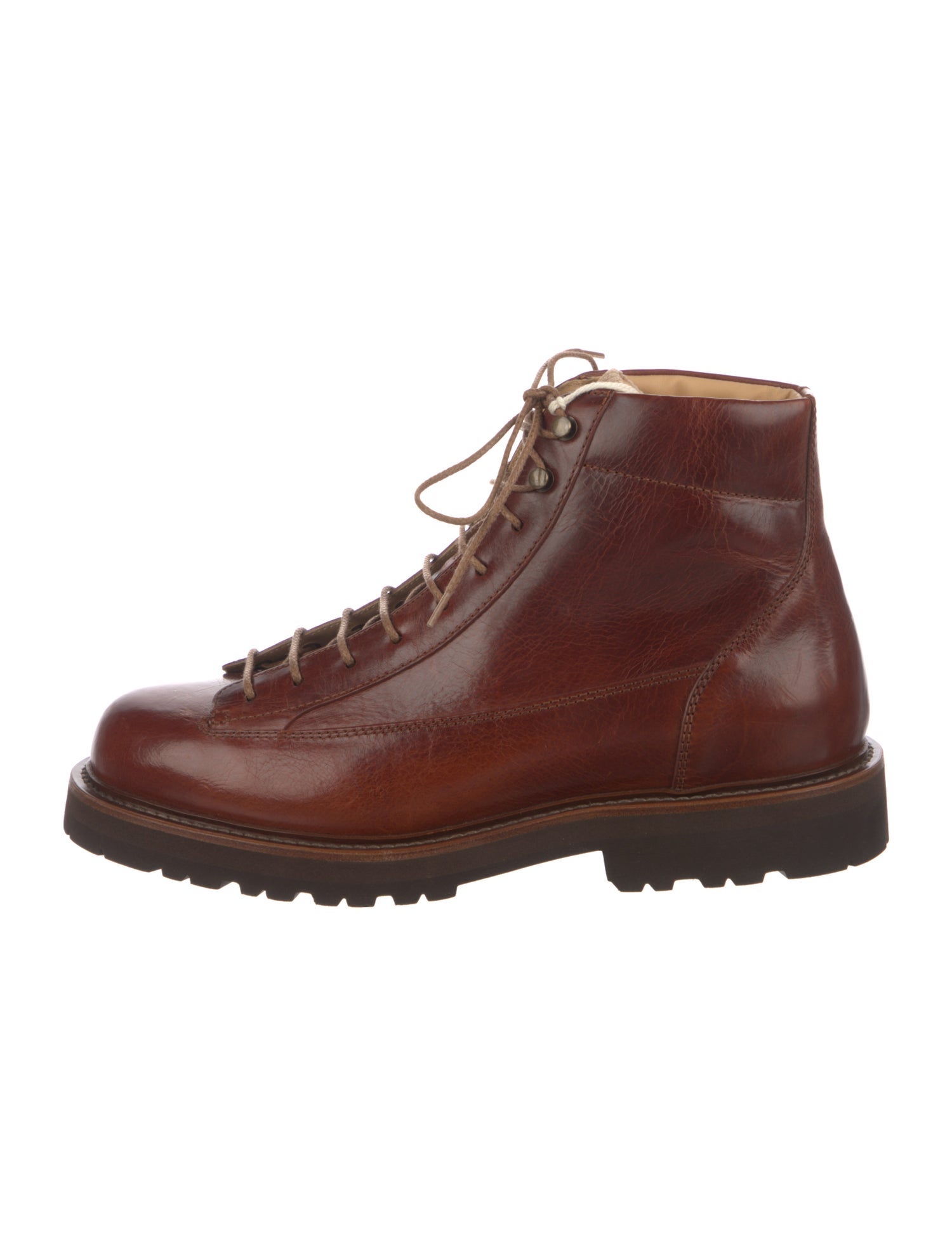 Brunello Cucinelli Leather Lace-Up Boots