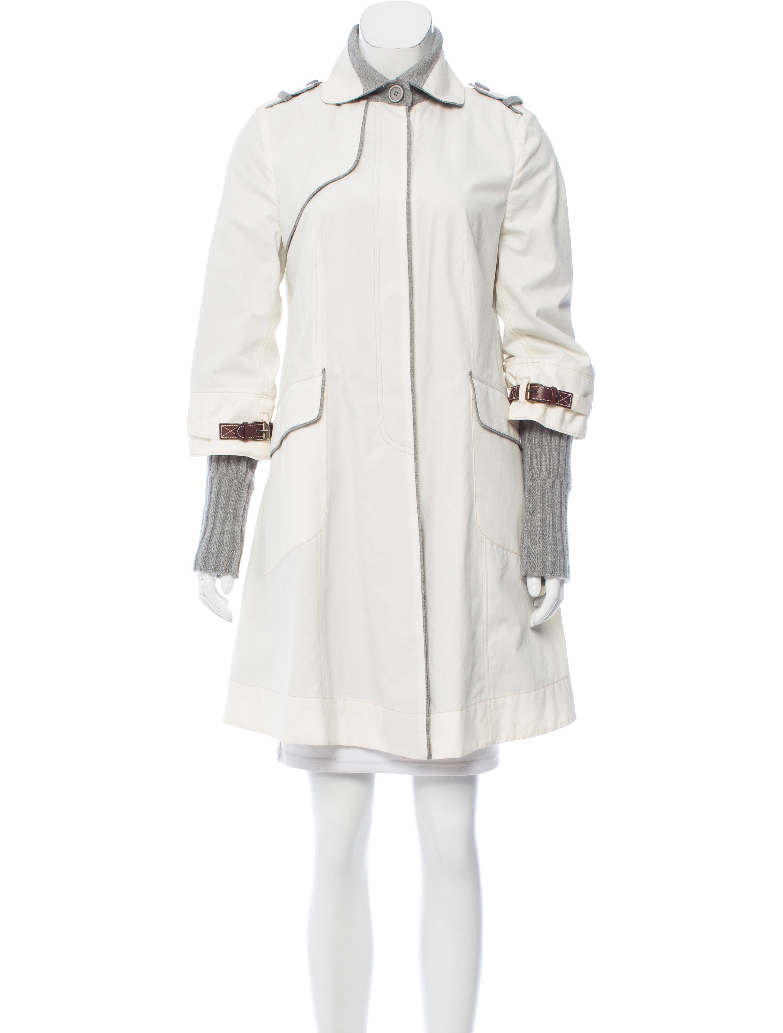 Brunello Cucinelli KneeLength Trench Coat Clothing BRU45632 The