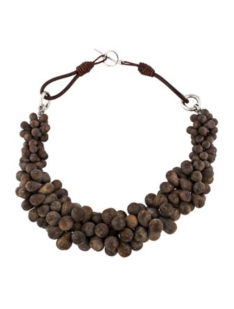 Brunello Cucinelli Bronzite Bead Collar Necklace