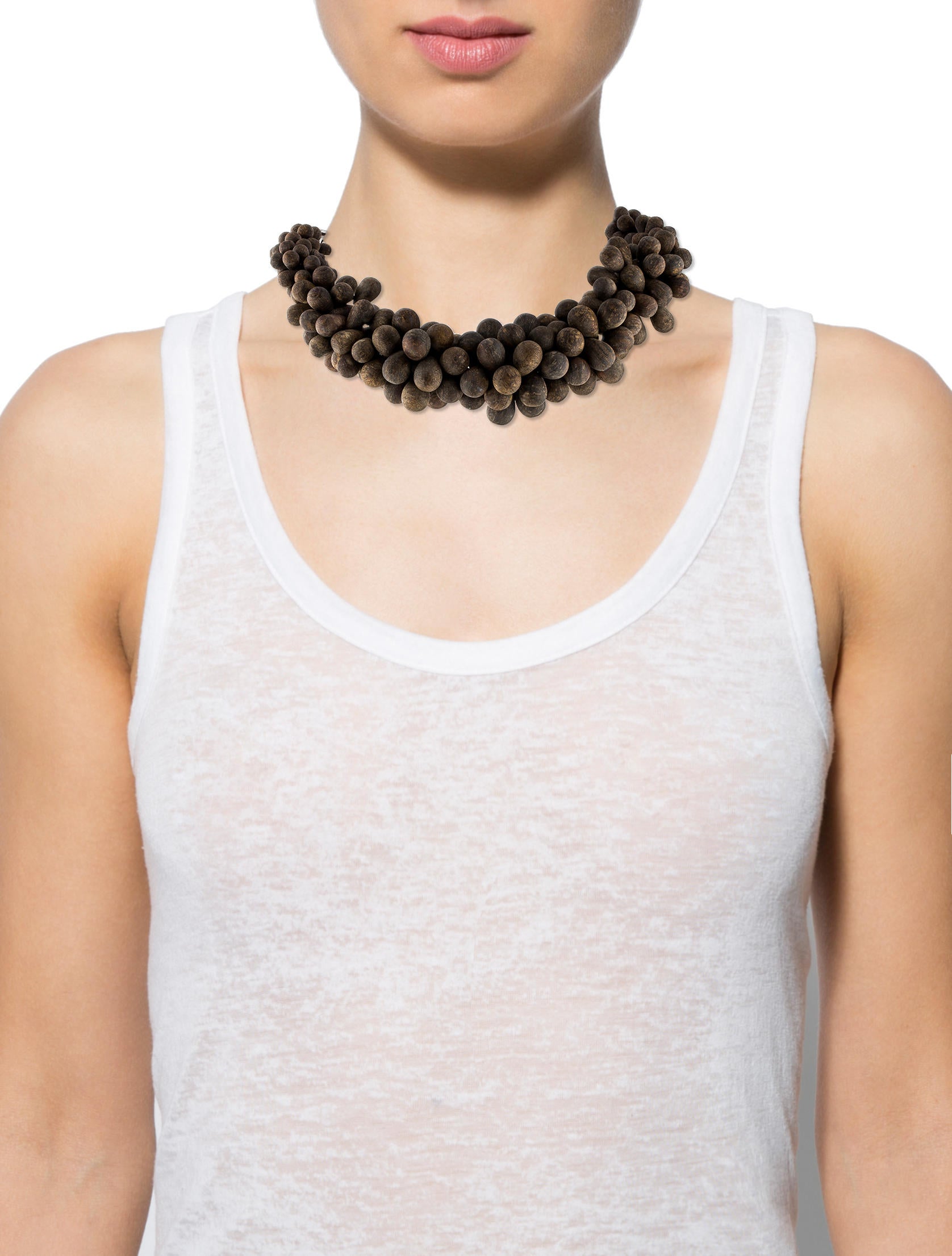 Brunello Cucinelli Bronzite Bead Collar Necklace