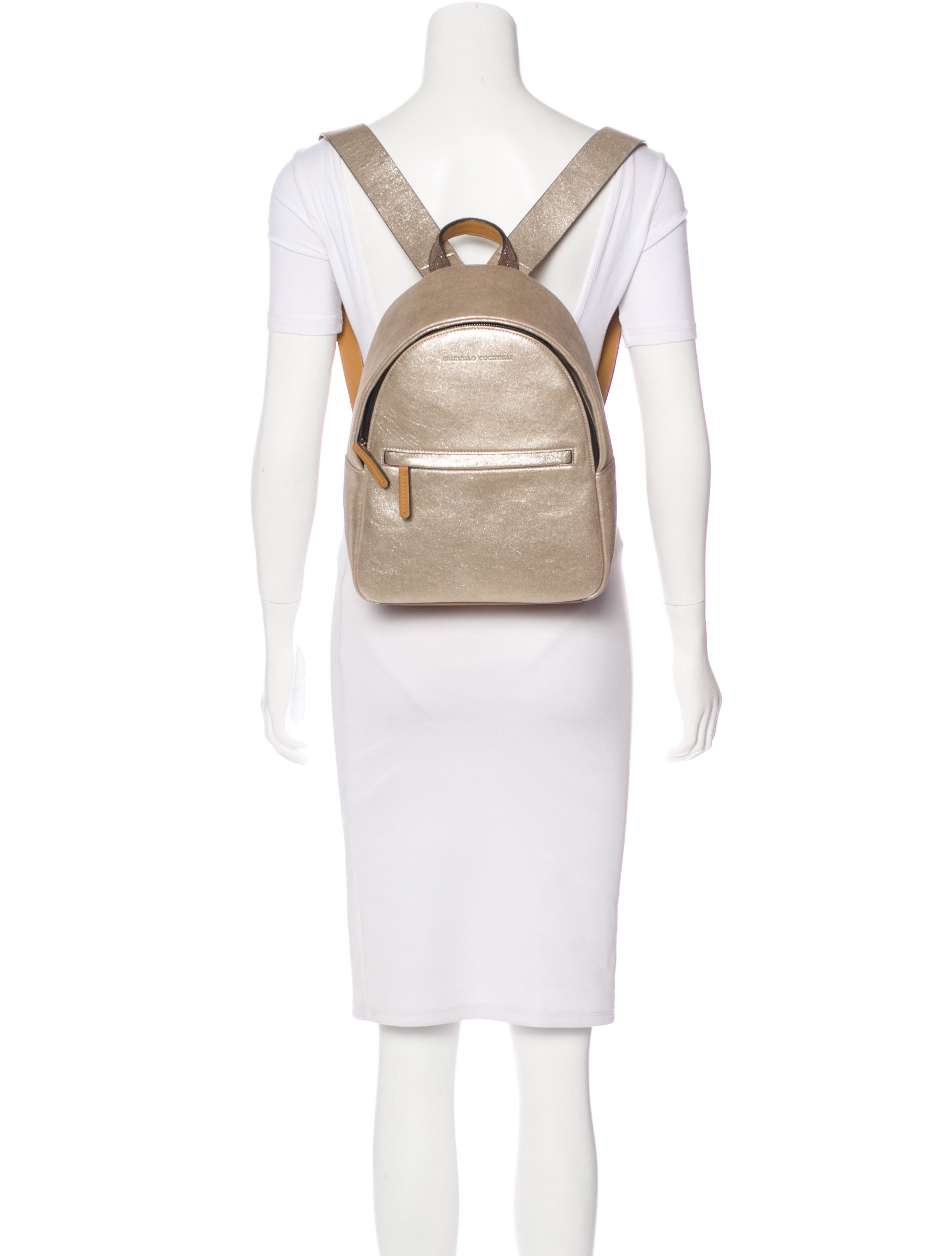 Brunello Cucinelli Metallic Leather Backpack Handbags BRU49595