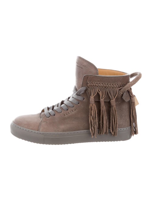 Buscemi Leather Round-Toe Wedge Sneakers Grey