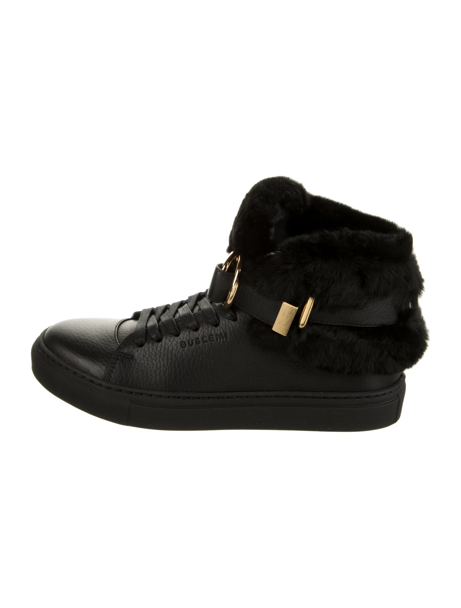 Buscemi Leather Fur Trim Sneakers