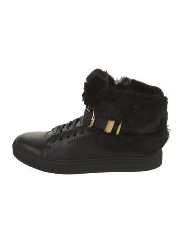 Buscemi Sneakers Leather Fur Trim Wedge IT 35 | 5