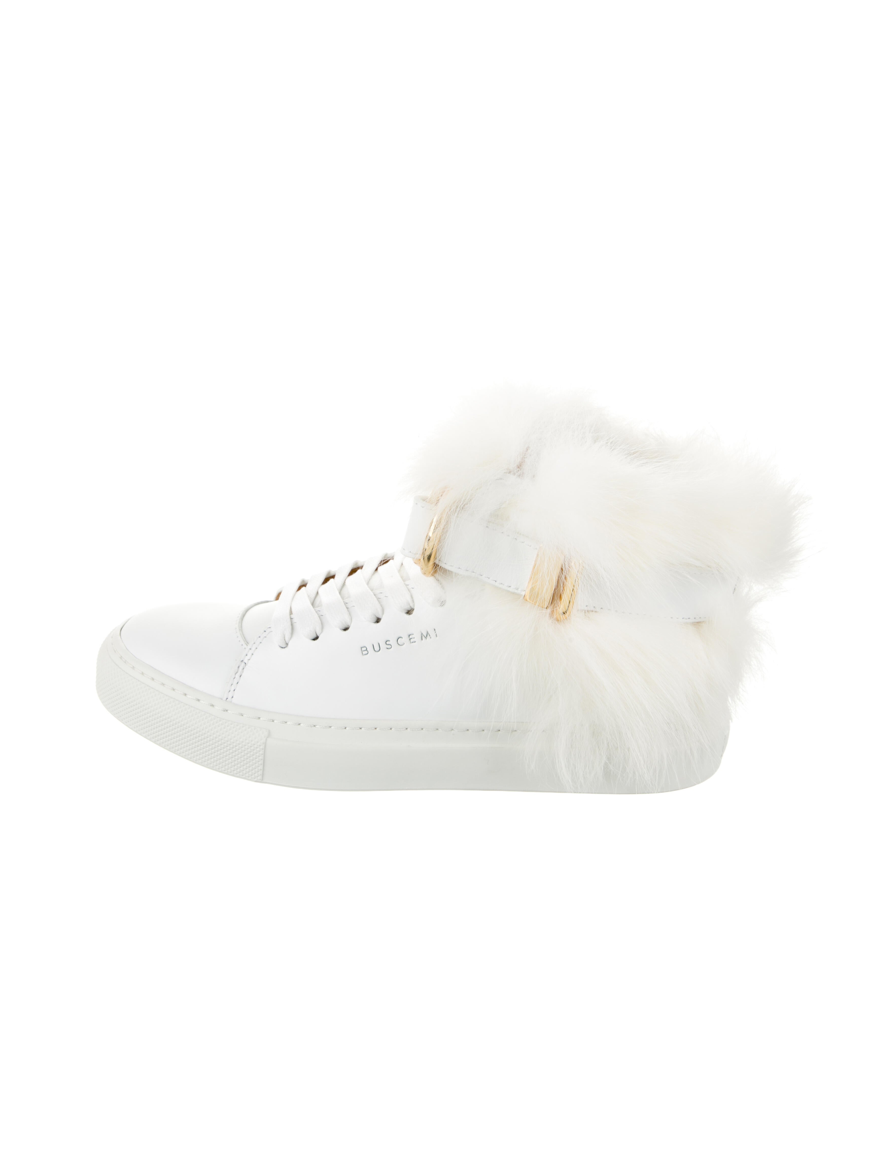 Buscemi Leather Fur Trim Sneakers