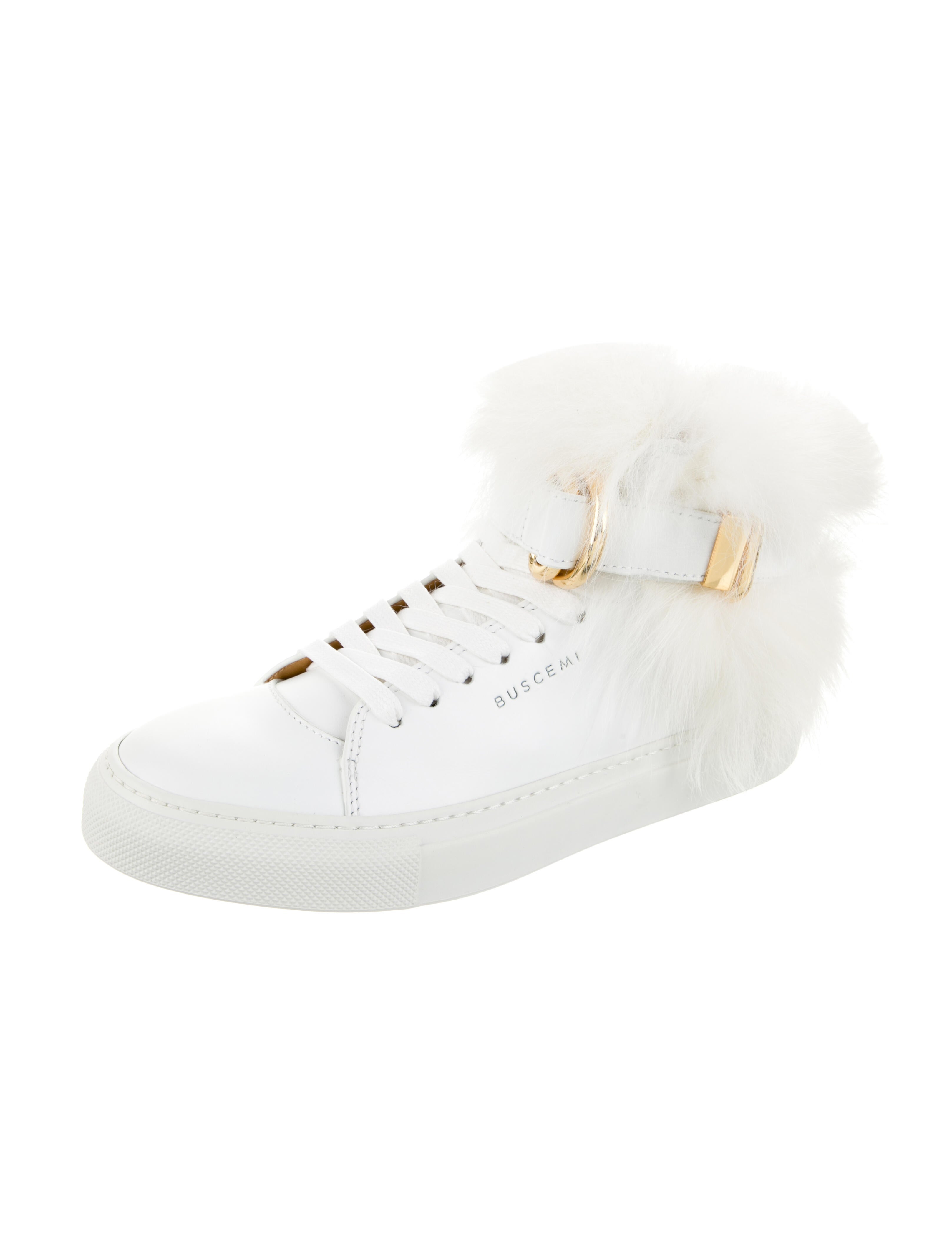 Buscemi Leather Fur Trim Sneakers