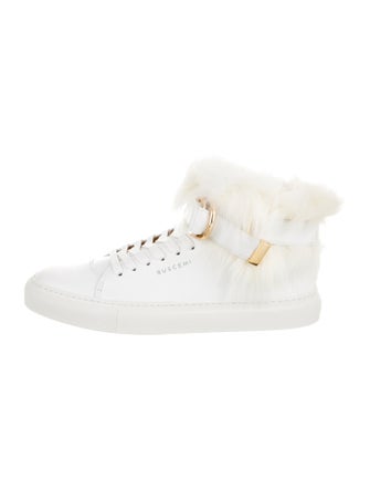 Buscemi Leather Fur Trim Sneakers