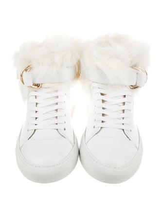 Buscemi Leather Fur Trim Sneakers