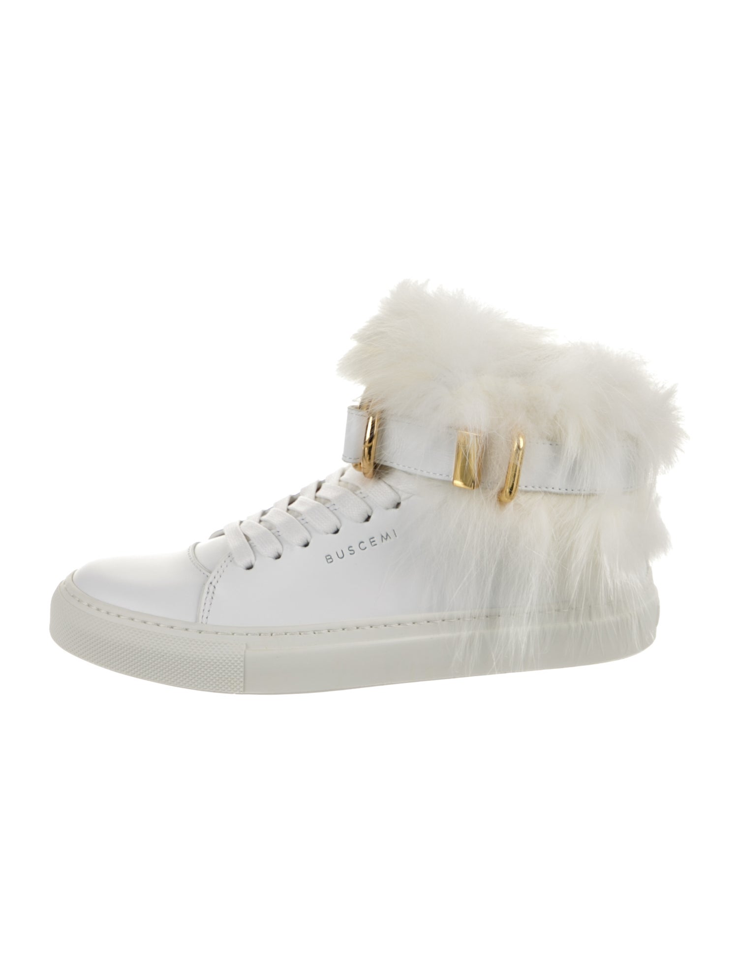 Buscemi Leather Fur Trim Sneakers