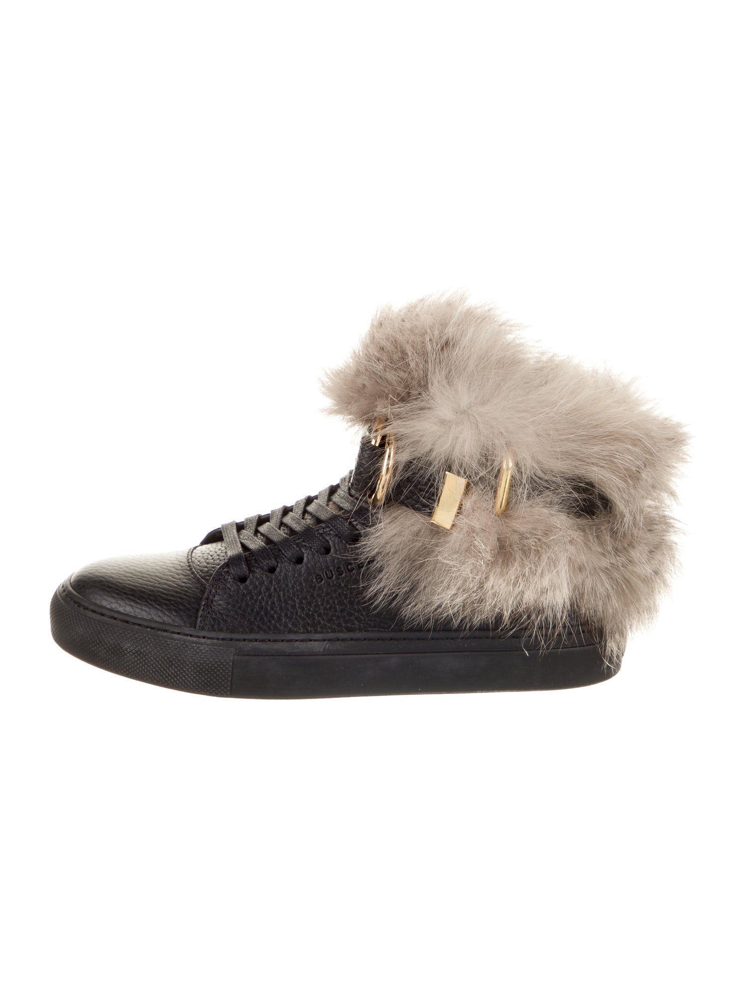 Buscemi Leather Fur Trim Sneakers
