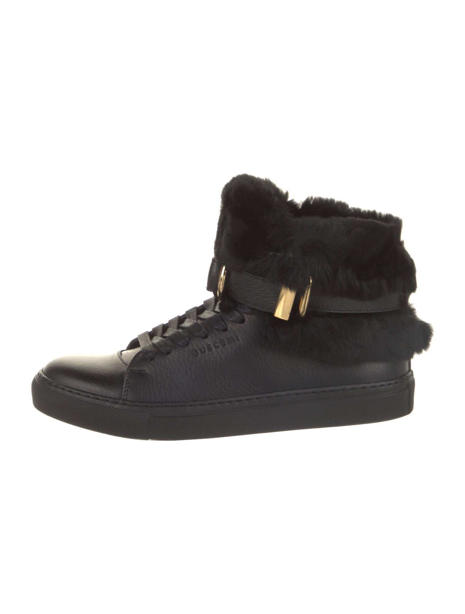 Buscemi Leather Fur Trim Sneakers