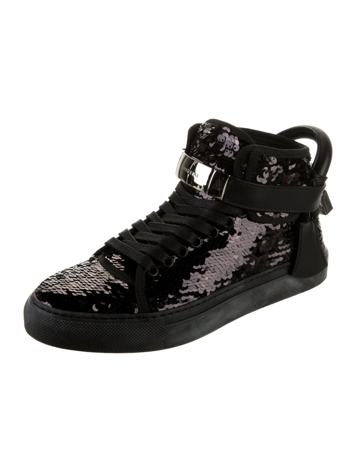 Buscemi Sequins Leather Trim Embellishment Sneakers
